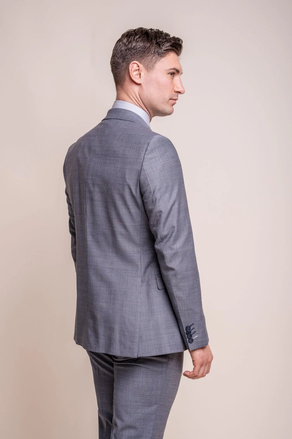 Men’s Wool Puppytooth 3-Piece Formal Suit - Bond - Grey - Image 3