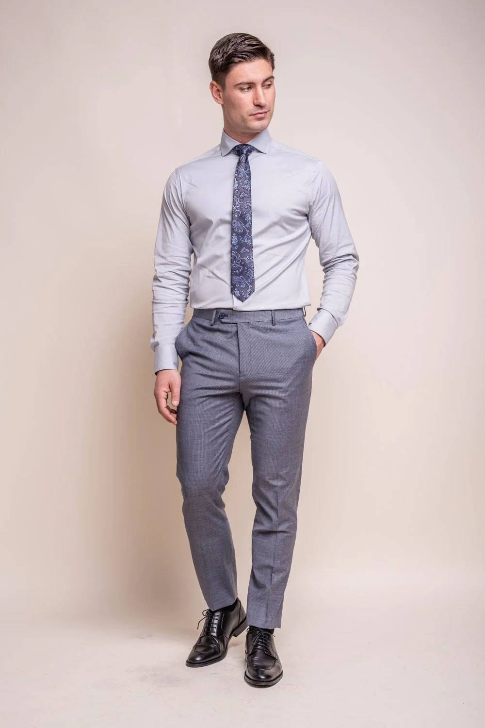 Men’s Wool Puppytooth 3-Piece Formal Suit - Bond - Grey - Image 7