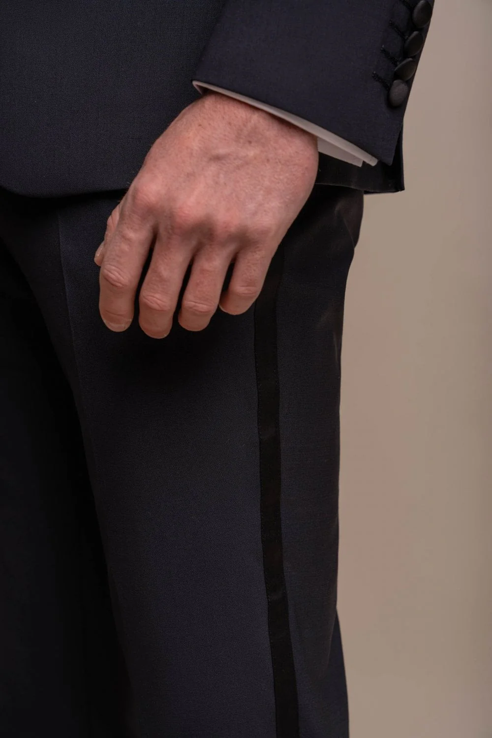 Men's Slim Fit Wool Blend Tuxedo Trousers - ASPEN - Midnight Navy - Image 6