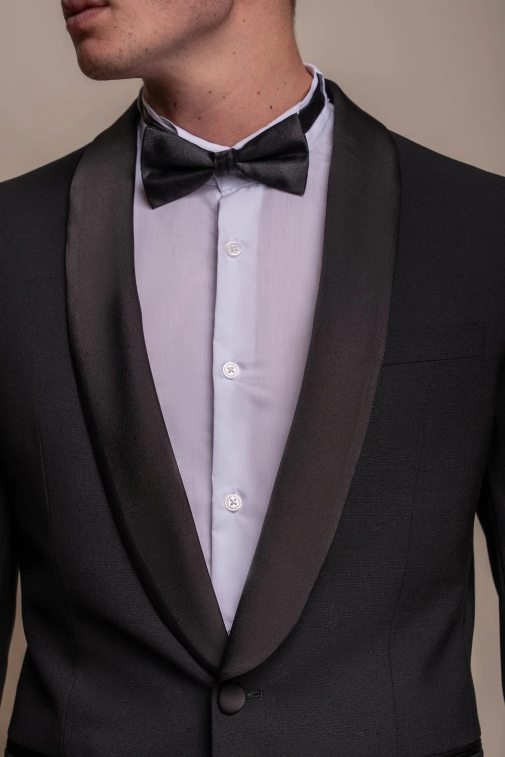 Men's Slim Fit Wool Blend Tuxedo Dinner Suit - ASPEN - Black - Image 4