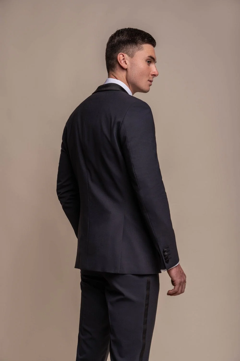 Men's Slim Fit Wool Blend Tuxedo Dinner Suit - ASPEN - Midnight Navy - Image 3
