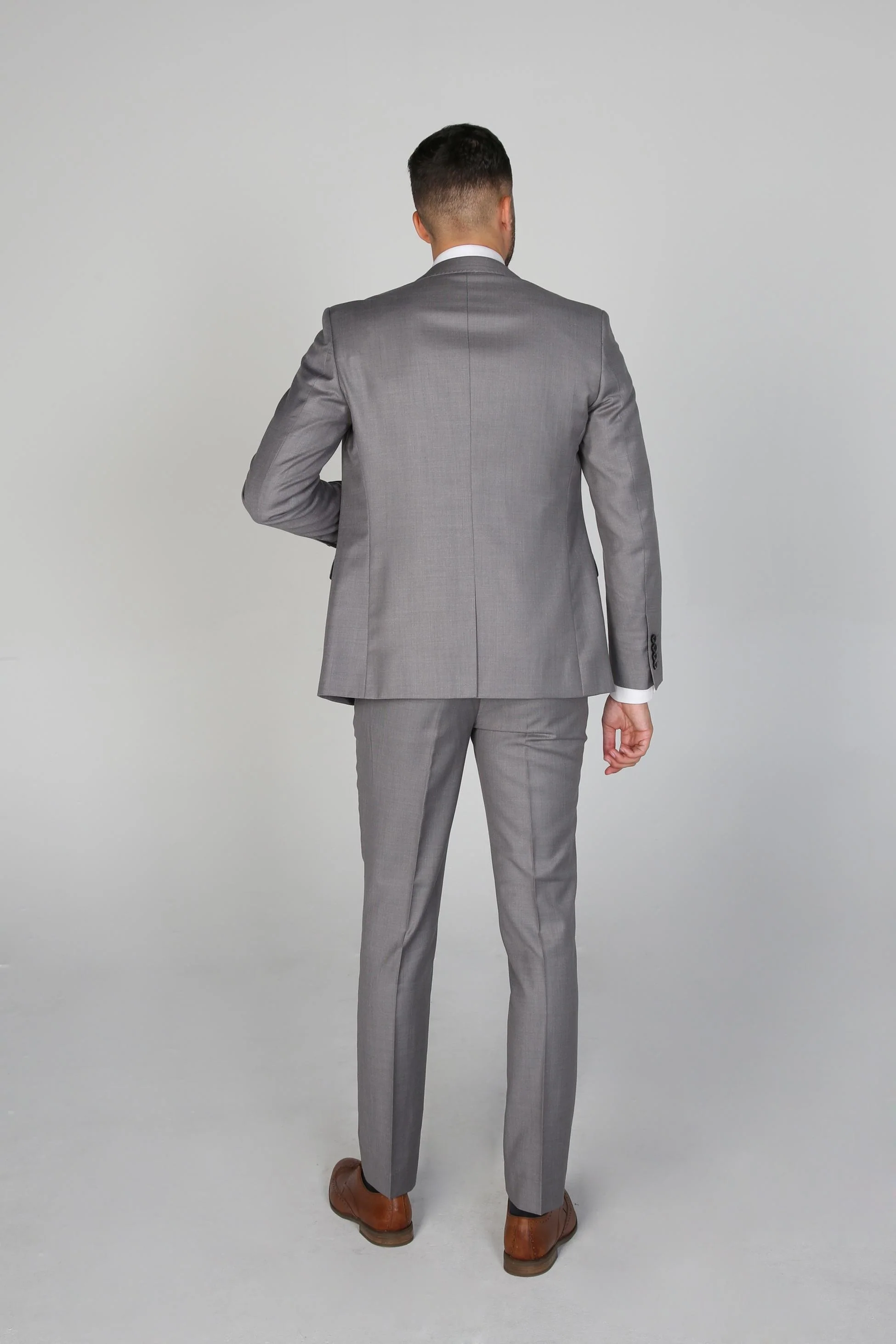 Men's Tailored Fit Formal Suit  - CHARLES - Light Grey - Image 4