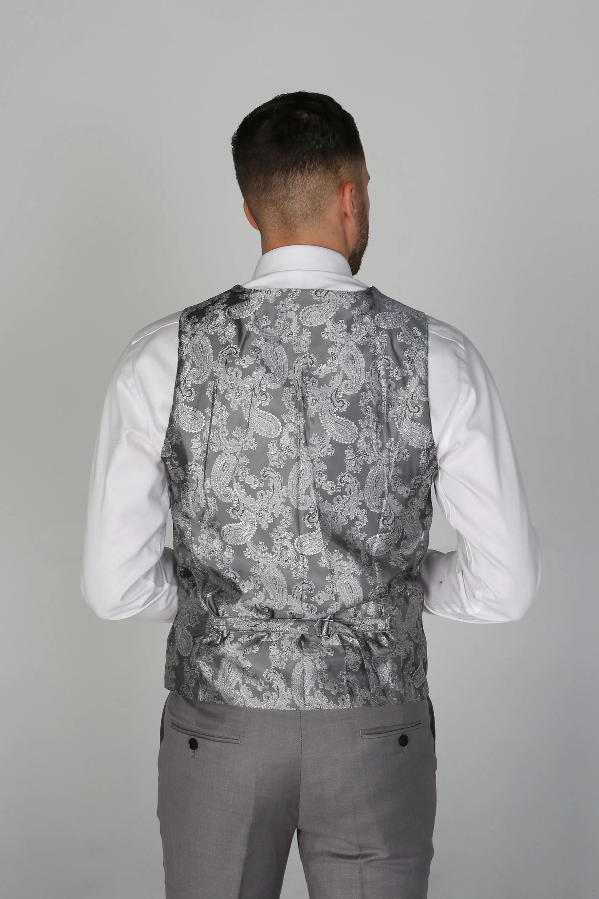 Men's Tailored Fit Formal Suit  - CHARLES - Light Grey - Image 7