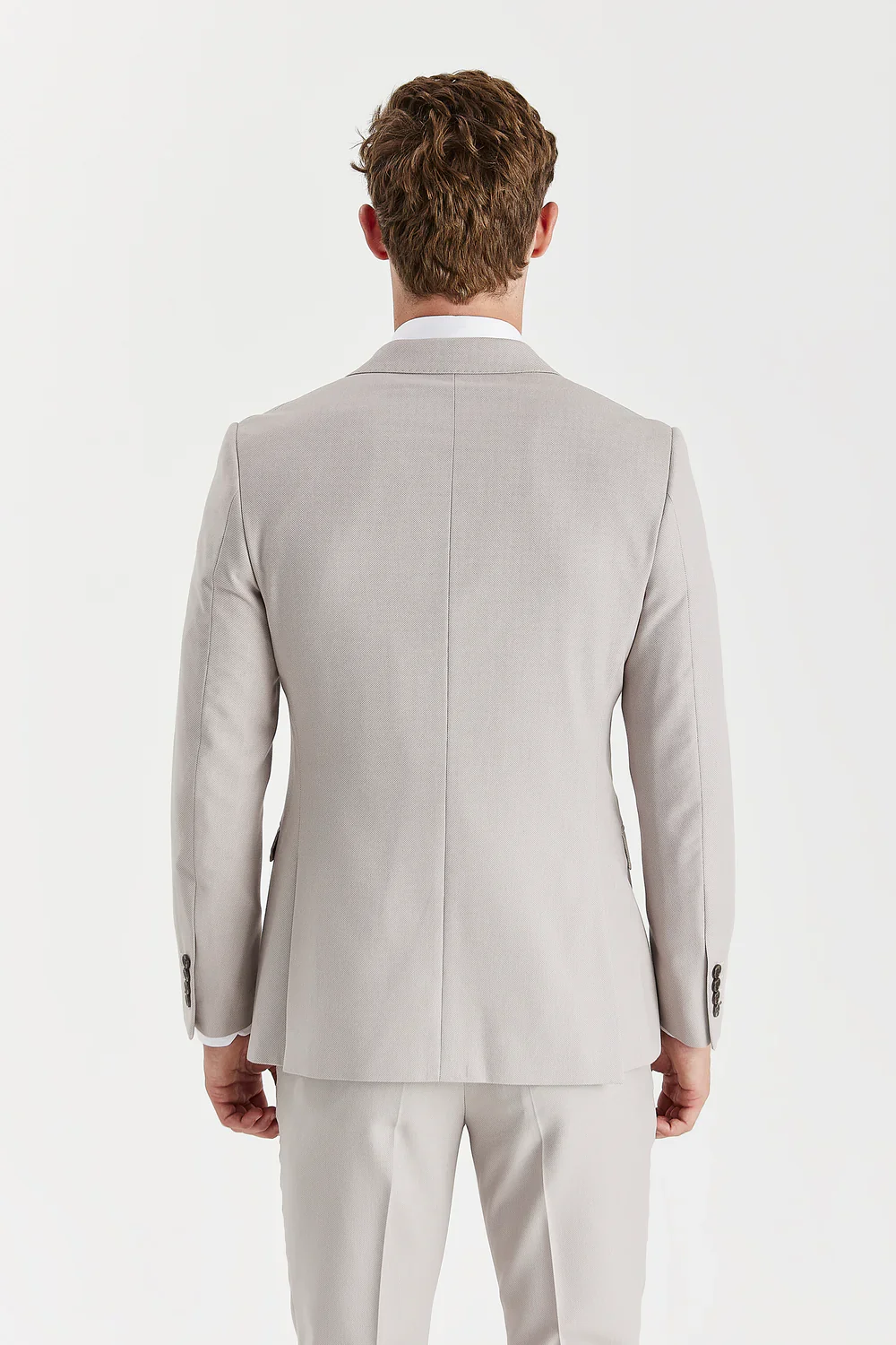 Men’s Tailored Fit Double Breasted Suit Jacket - MAYFAIR - Stone Beige - Image 2