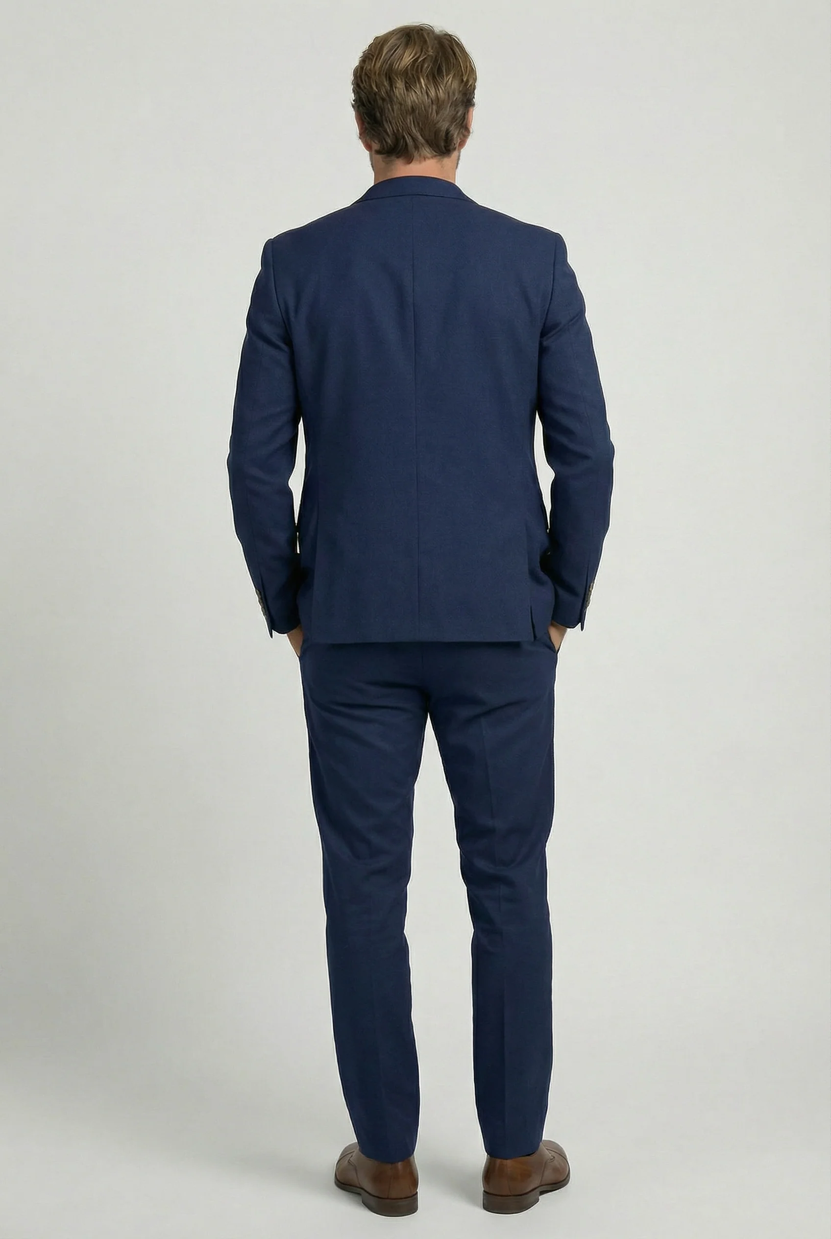 Men’s Tailored Fit Formal Suit Jacket - Belmont - Navy - Image 3