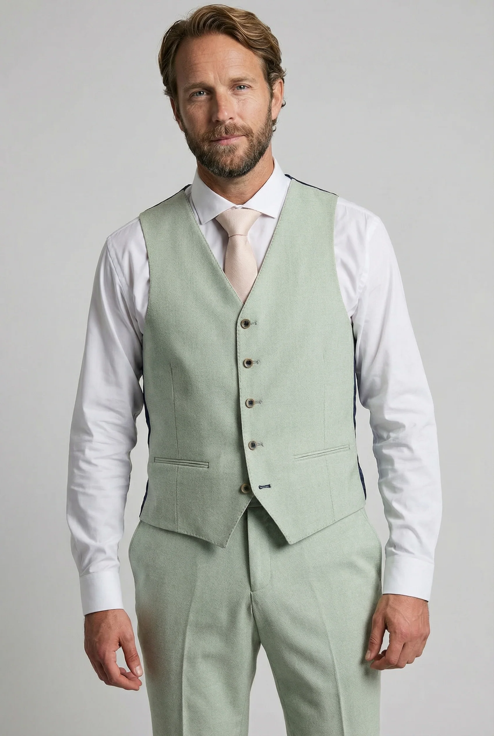 Men’s Tailored Fit Formal Waistcoat - Belmont - Sage Green