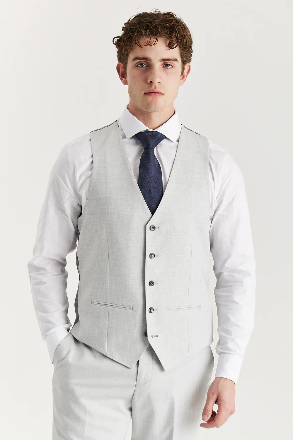 Men’s Tailored Fit Formal Waistcoat - Belmont - Silver