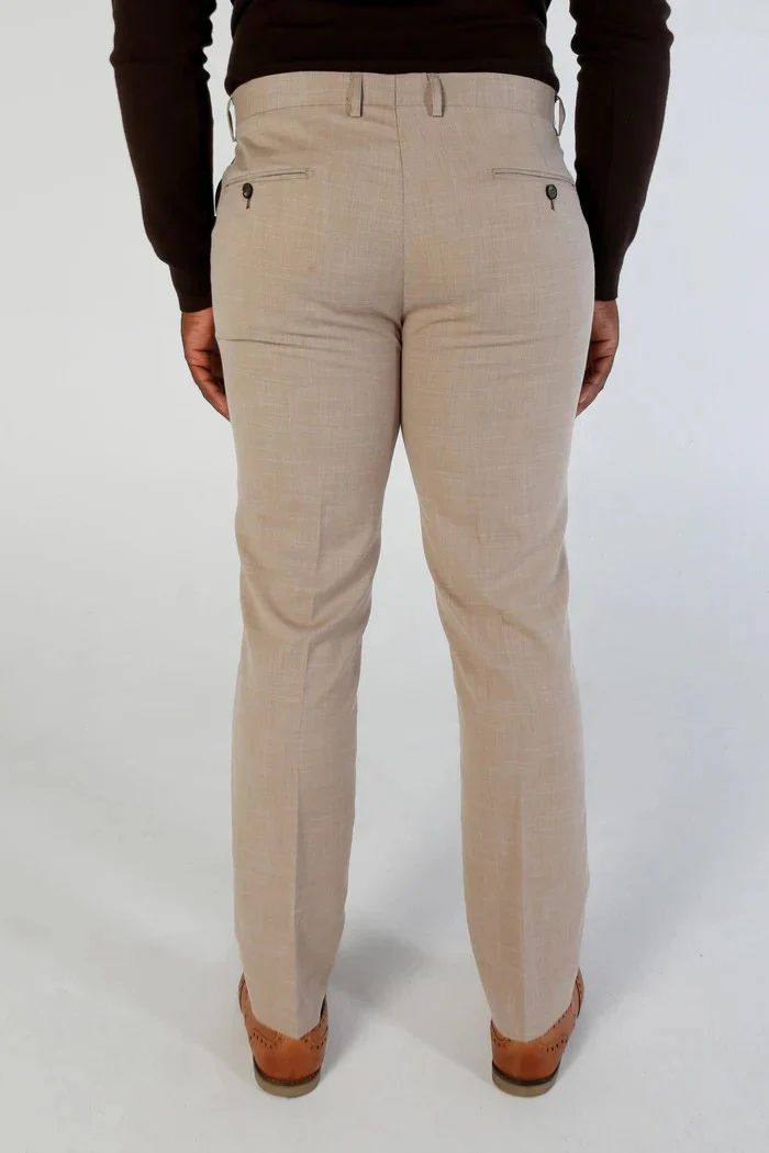 Men's Tailored Fit Plaid 2PC Formal Suit - KURT - Beige - Image 4