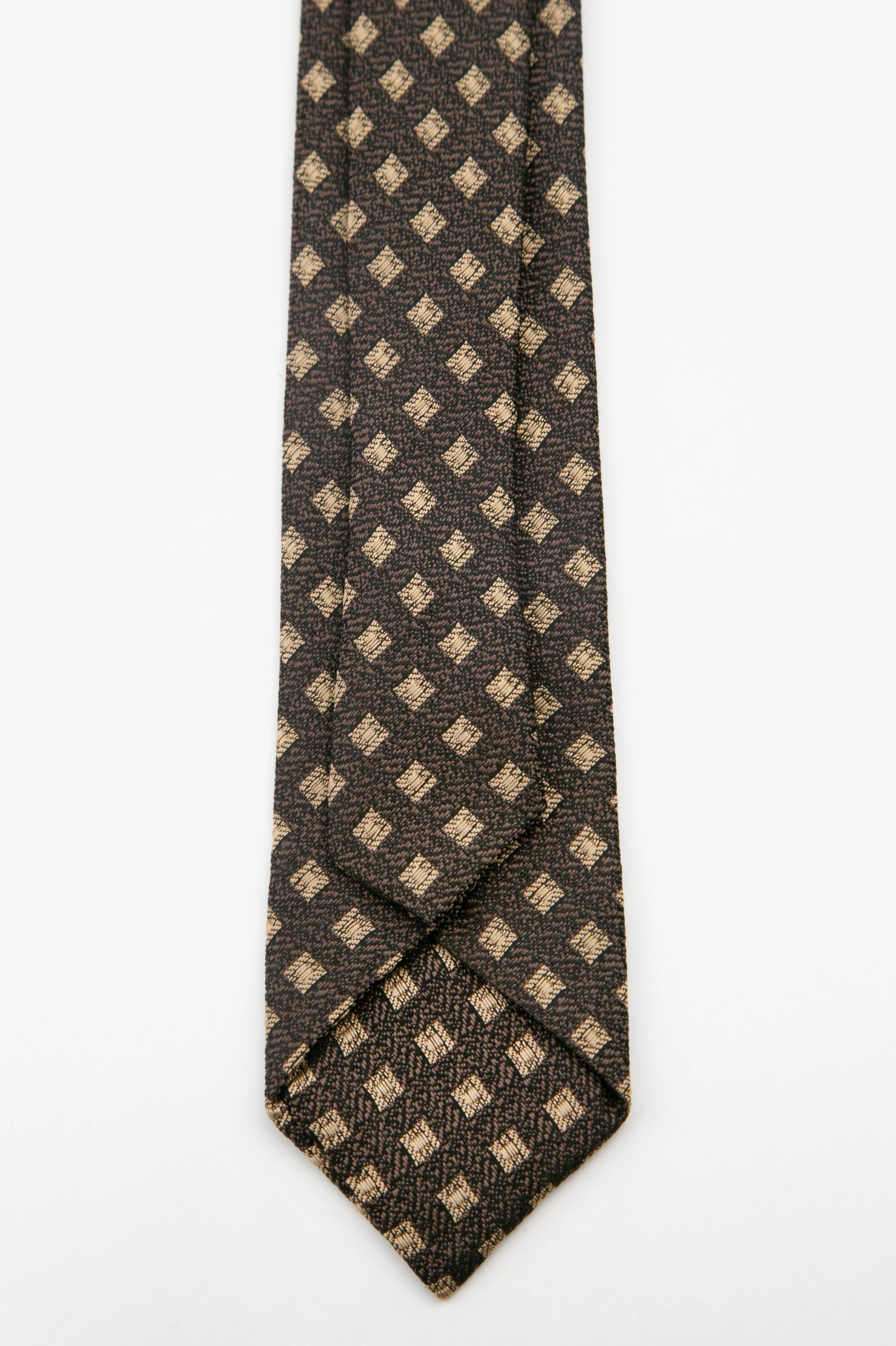 Men’s Textured Diamond Slim Tie & Pocket Square Set - Brown - Image 4