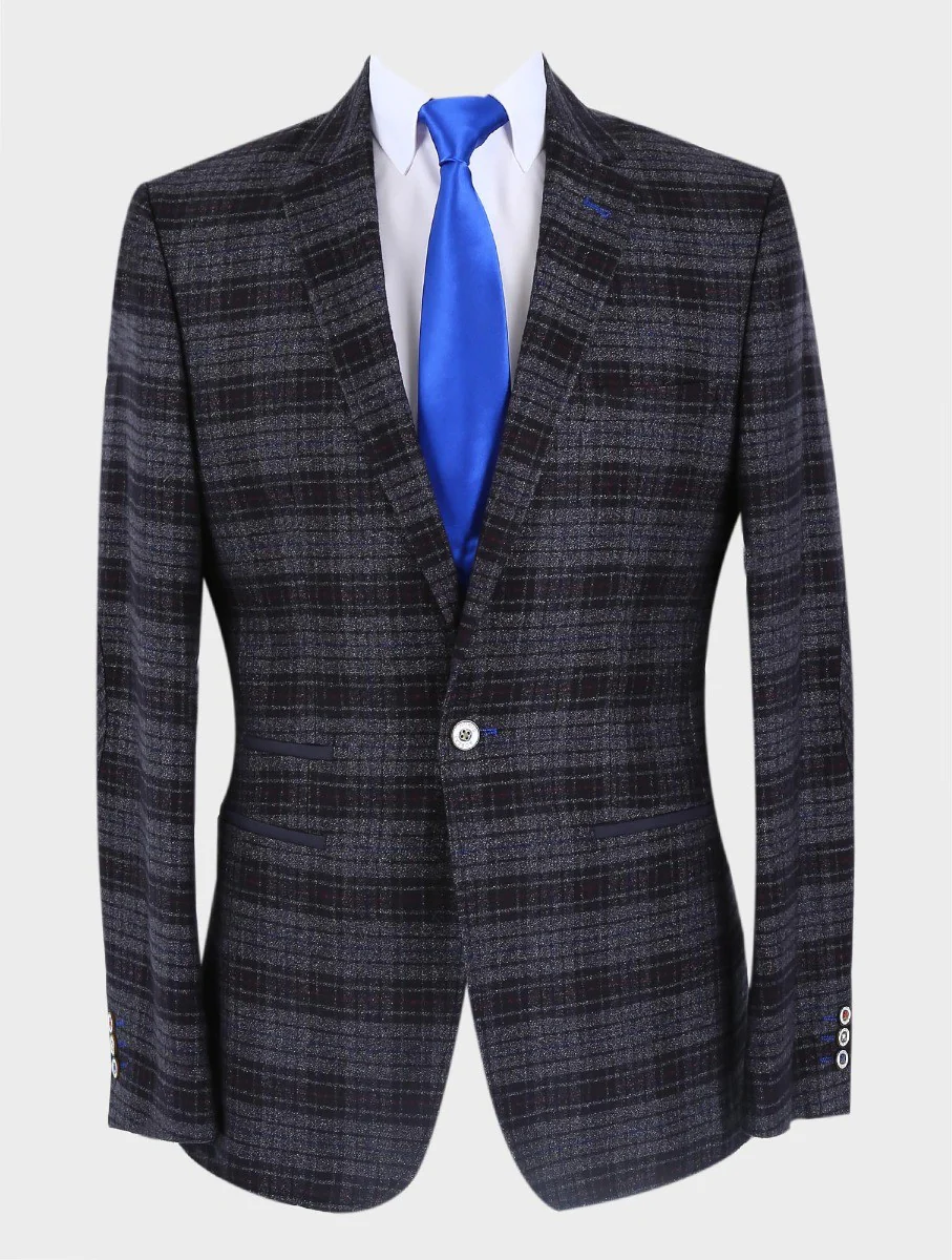 Men's Tweed Check Slim Fit Blazer - COSTELLO Black - Black - Image 3