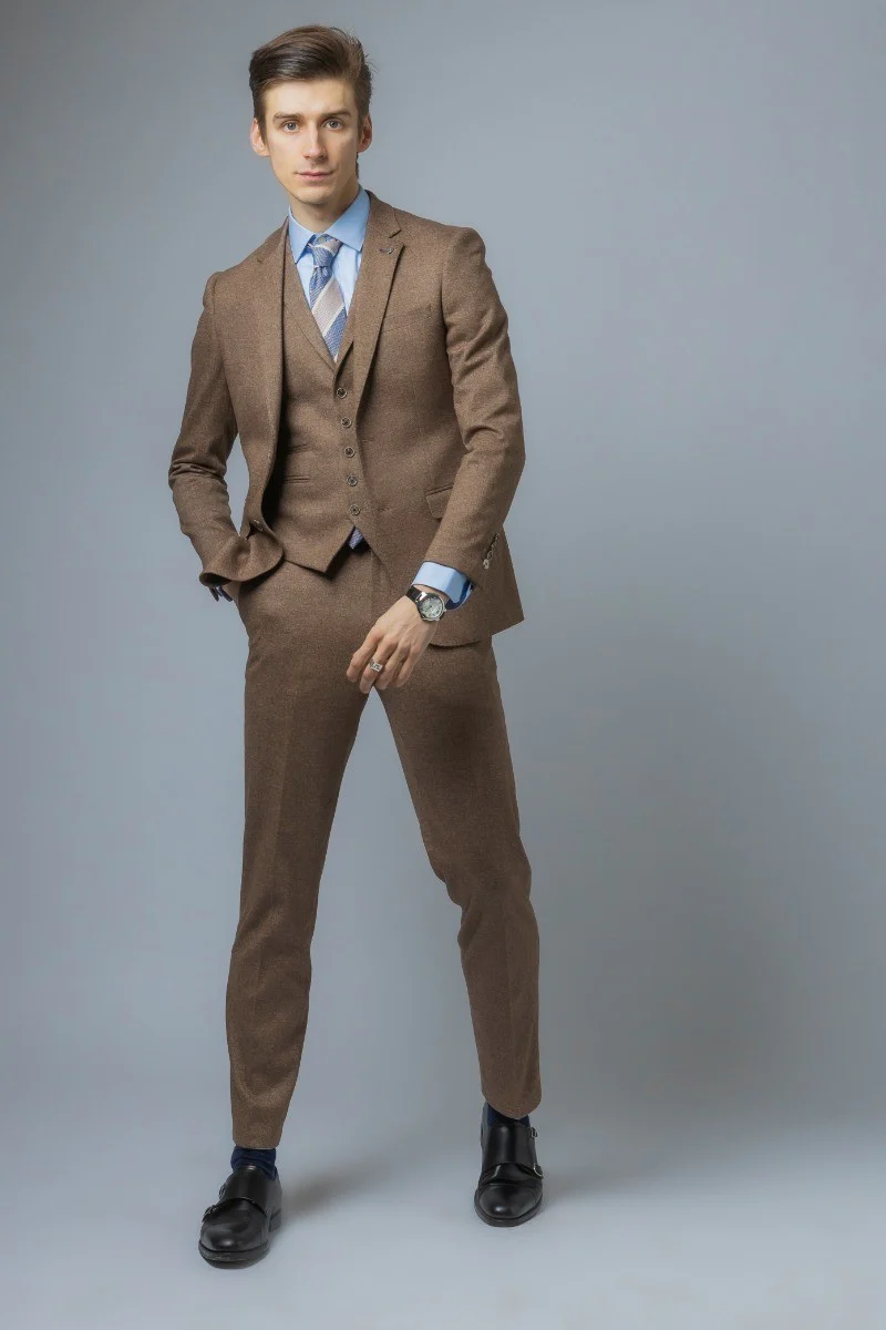 Men's Twee-like Suit - NATHAN Brown - Light Brown - Image 2