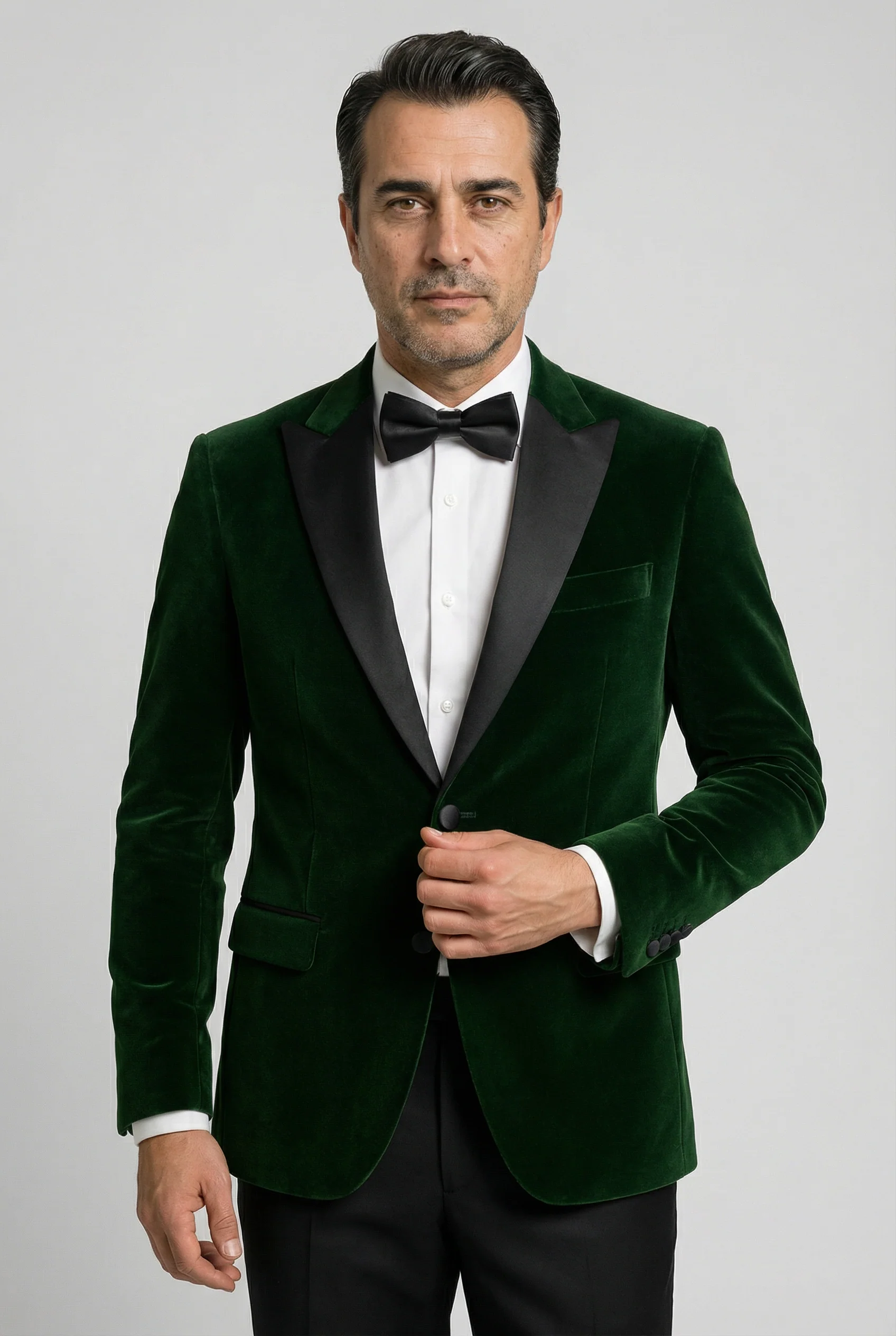 Men’s Velvet Blazer Satin Lapel Dinner Jacket - Mayfair - Green