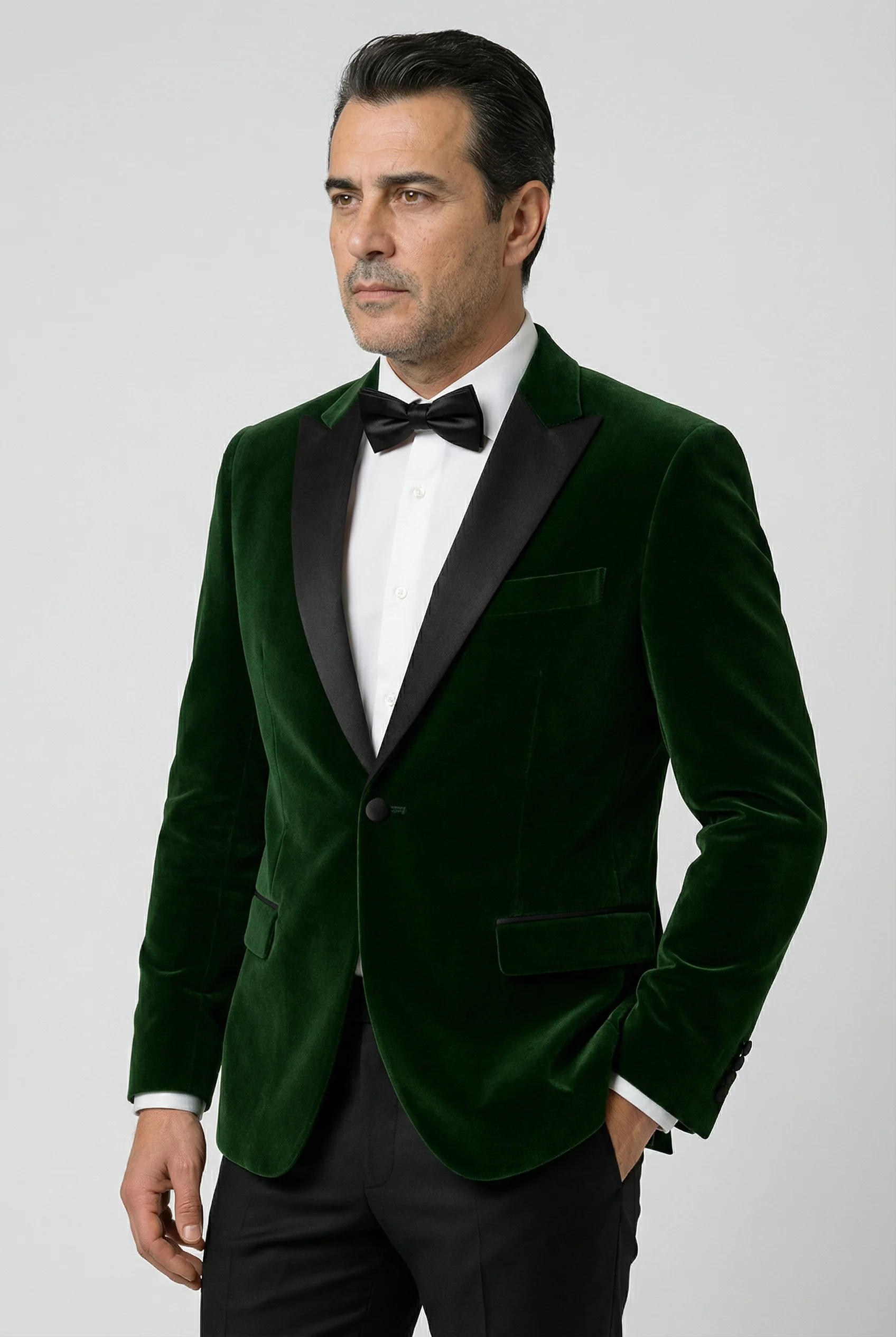 Men’s Velvet Blazer Satin Lapel Dinner Jacket - Mayfair - Green - Image 3