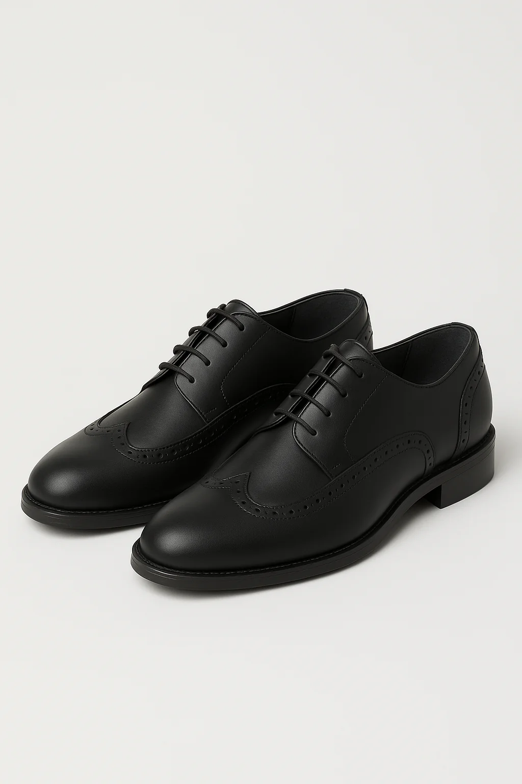 Men’s Wingtip Brogue Derby Dress Shoes - Duke - Matt Black - Image 3