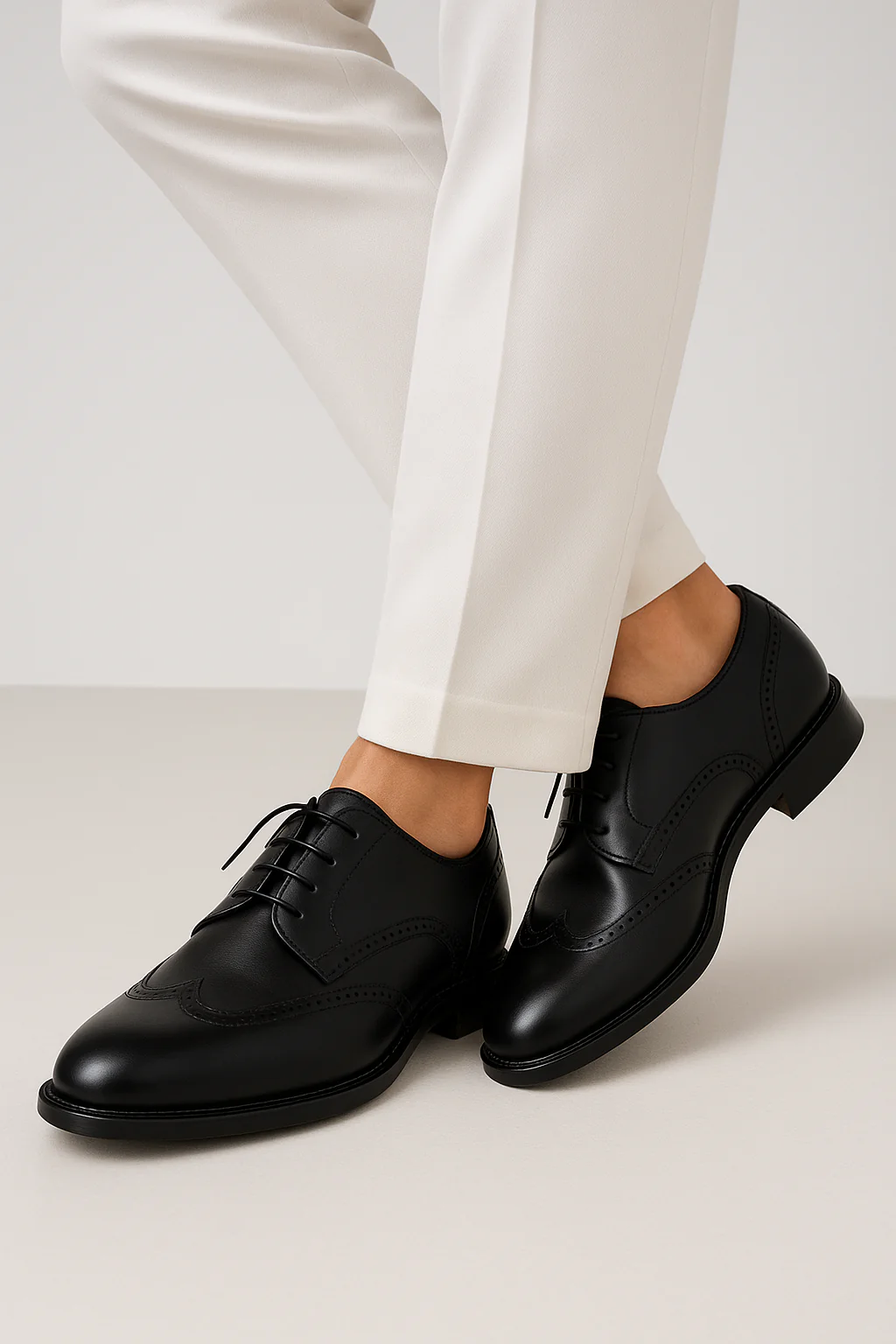 Men’s Wingtip Brogue Derby Dress Shoes - Duke - Matt Black - Image 4