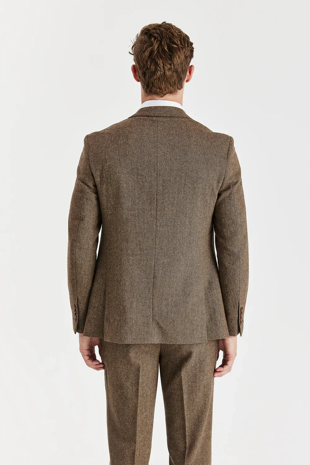 Men’s Tweed Wool Suit - OSCAR - Brown - Image 3