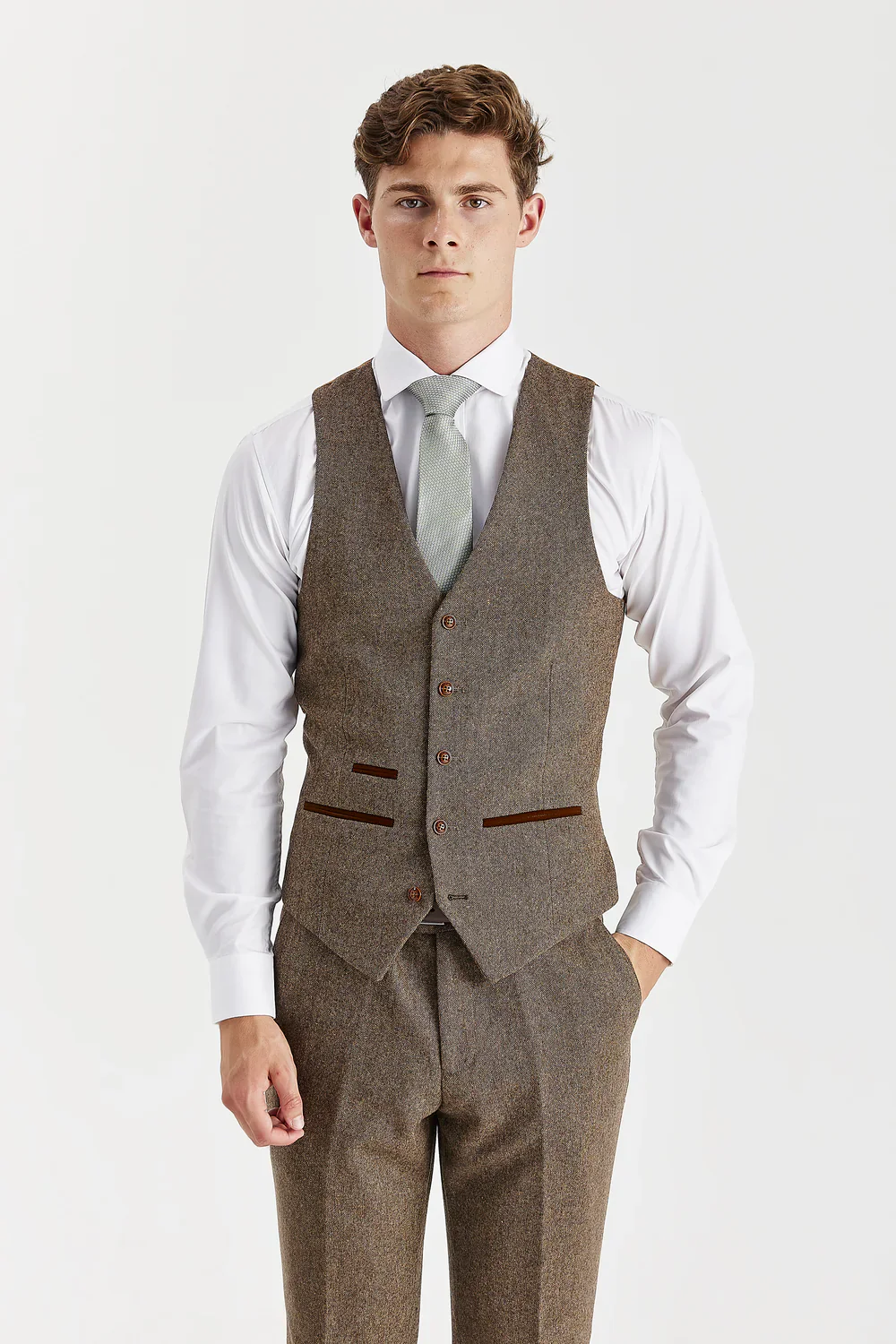 Men’s Tweed Wool Suit - OSCAR - Brown - Image 5
