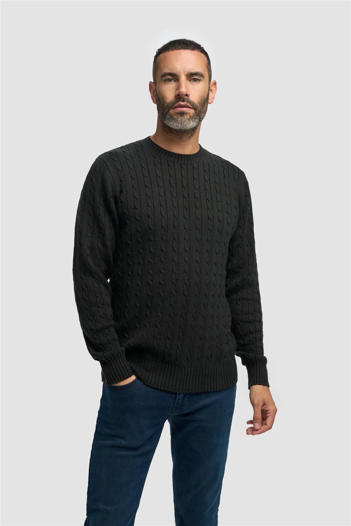 Men’s Wool Cable Knit Pullover Jumper - Foston - Green