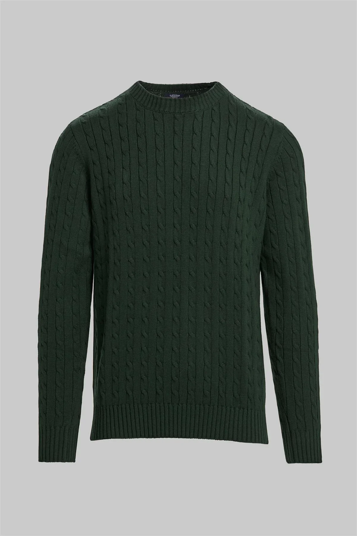 Men’s Wool Cable Knit Pullover Jumper - Foston - Green - Image 3