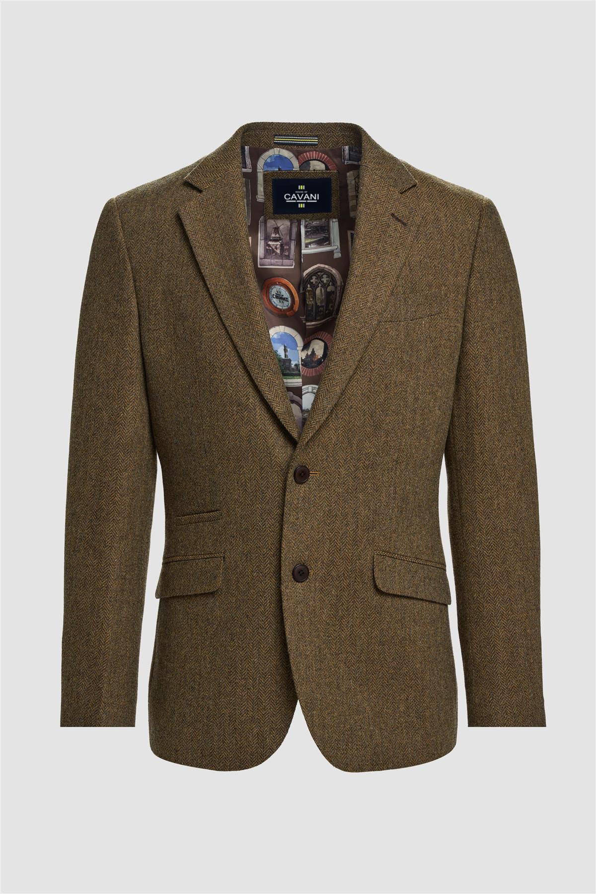 Men’s Wool Herringbone Tweed Suit Jacket - Thomas - Brown - Image 5