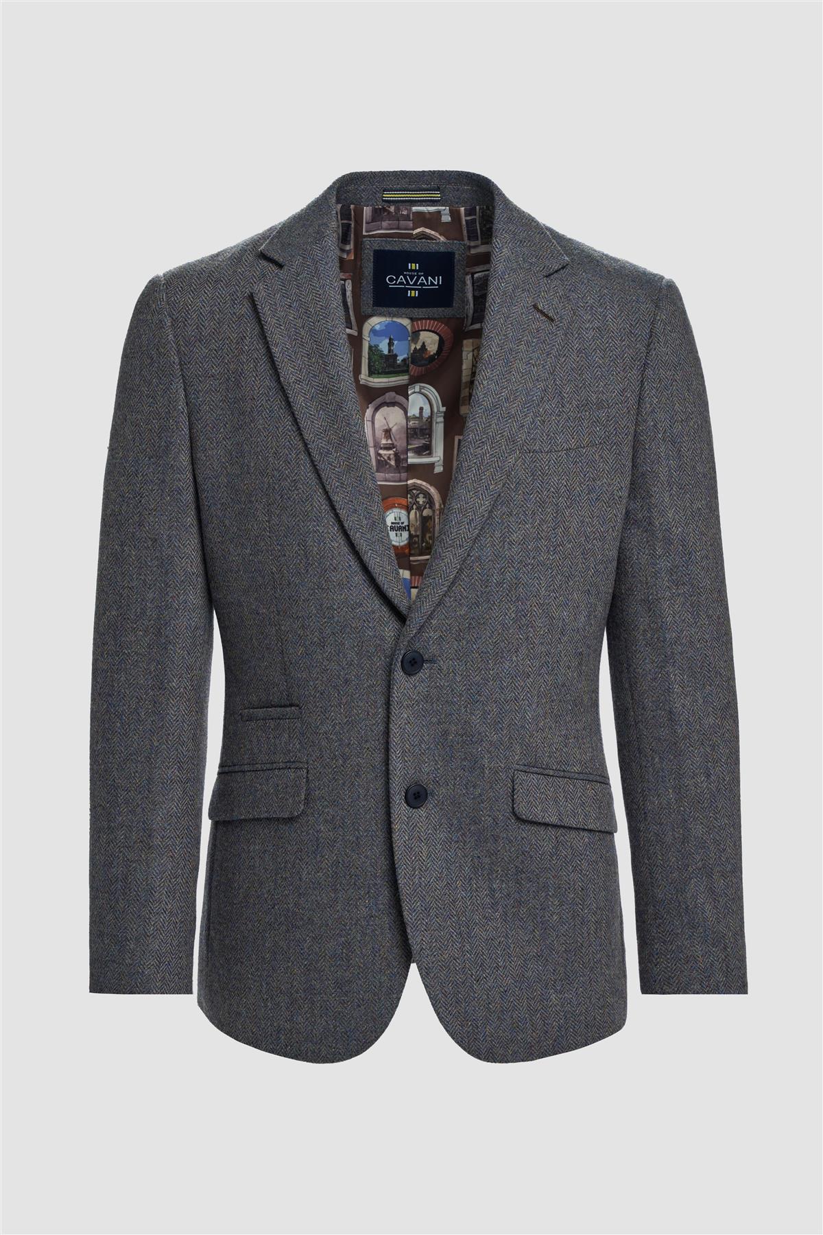 Men’s Wool Herringbone Tweed Suit Jacket - Thomas - Savoy Grey - Image 6