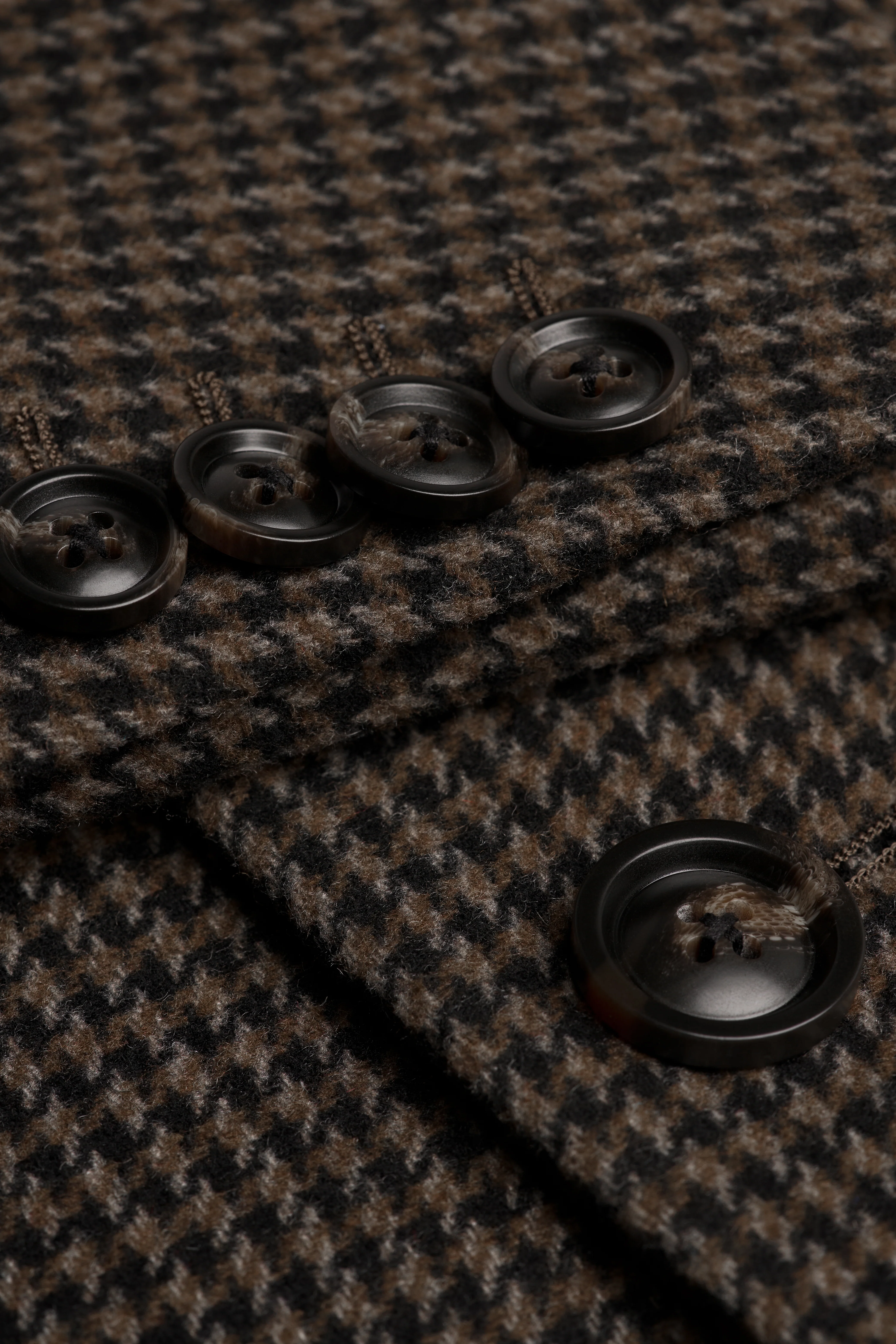 Men’s Wool Houndstooth Check Overcoat - Pearson - Brown - Image 4