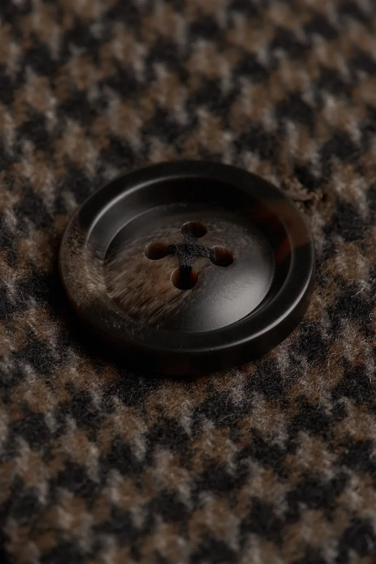 Men’s Wool Houndstooth Check Overcoat - Pearson - Brown - Image 5