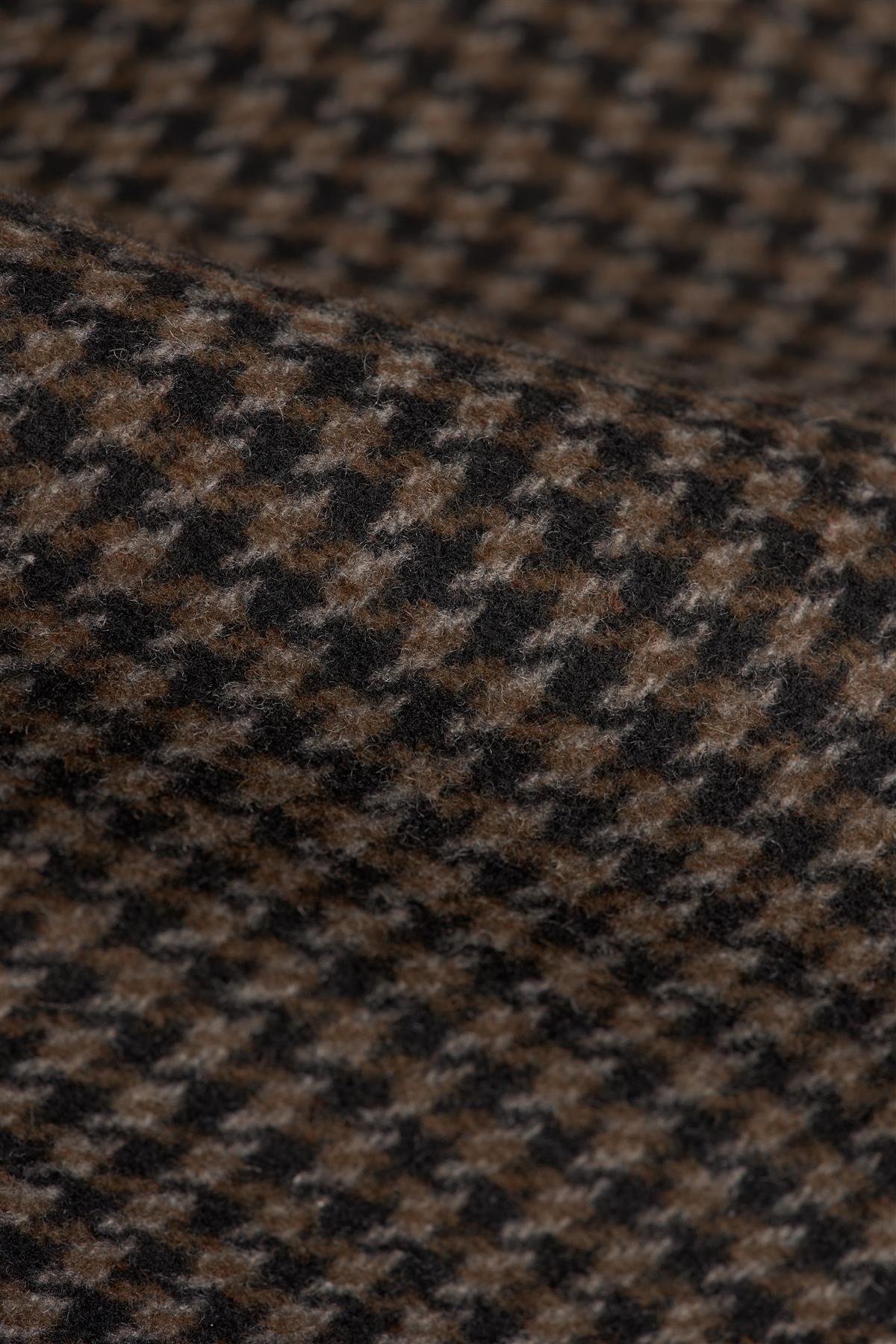 Men’s Wool Houndstooth Check Overcoat - Pearson - Brown - Image 6