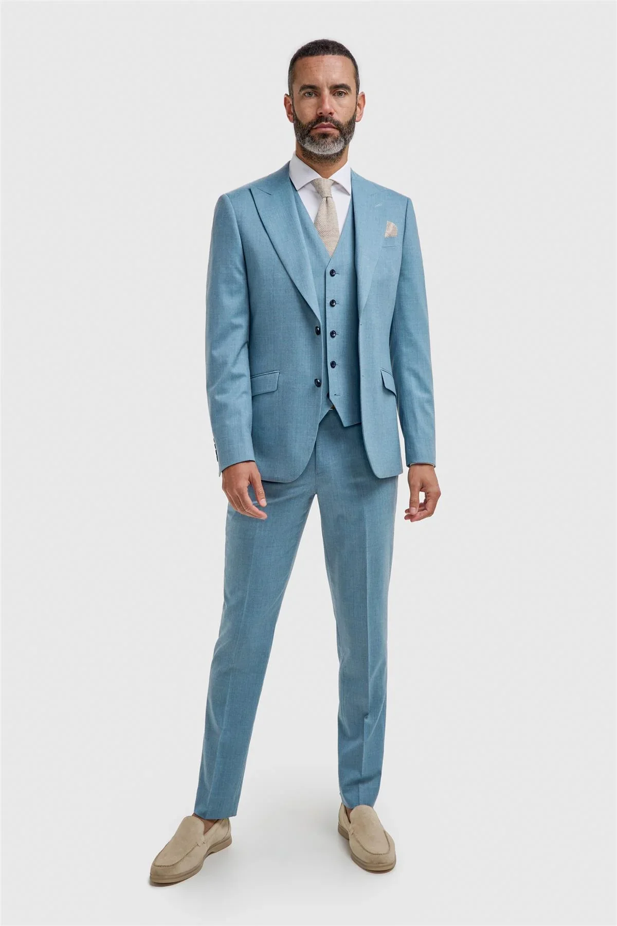 Men’s Wool Slim Fit Formal Suit Jacket - James - Marine Blue - Image 2