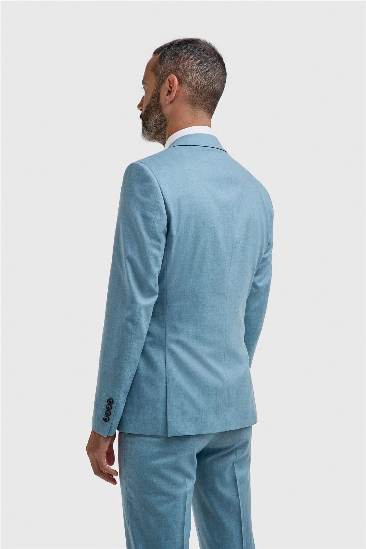 Men’s Wool Slim Fit Formal Suit Jacket - James - Marine Blue - Image 3