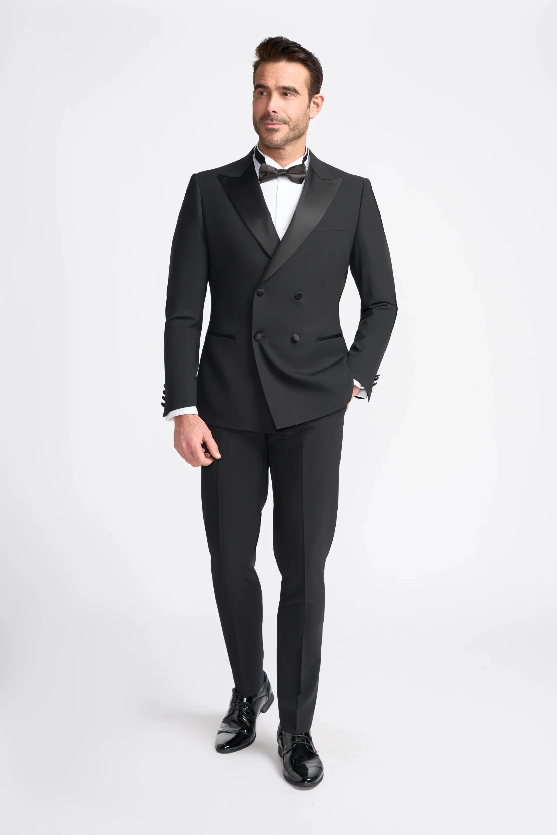 Men’s Satin Lapel Double-breasted Suit – ASPEN D/B - Black - Image 2