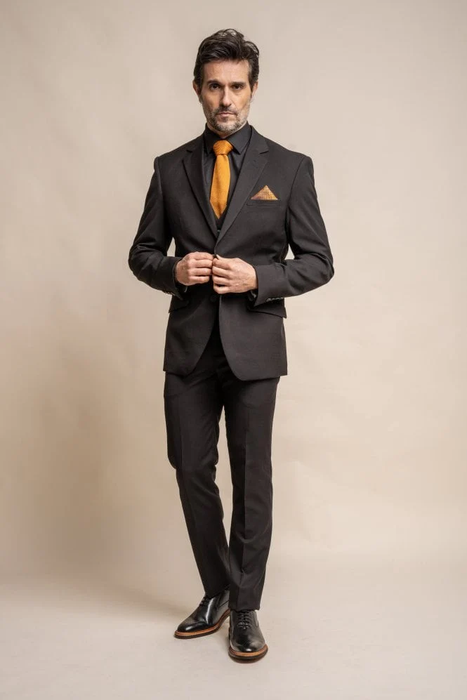 Men's Slim Fit Formal Black Suit - MARCO - Black - Image 2