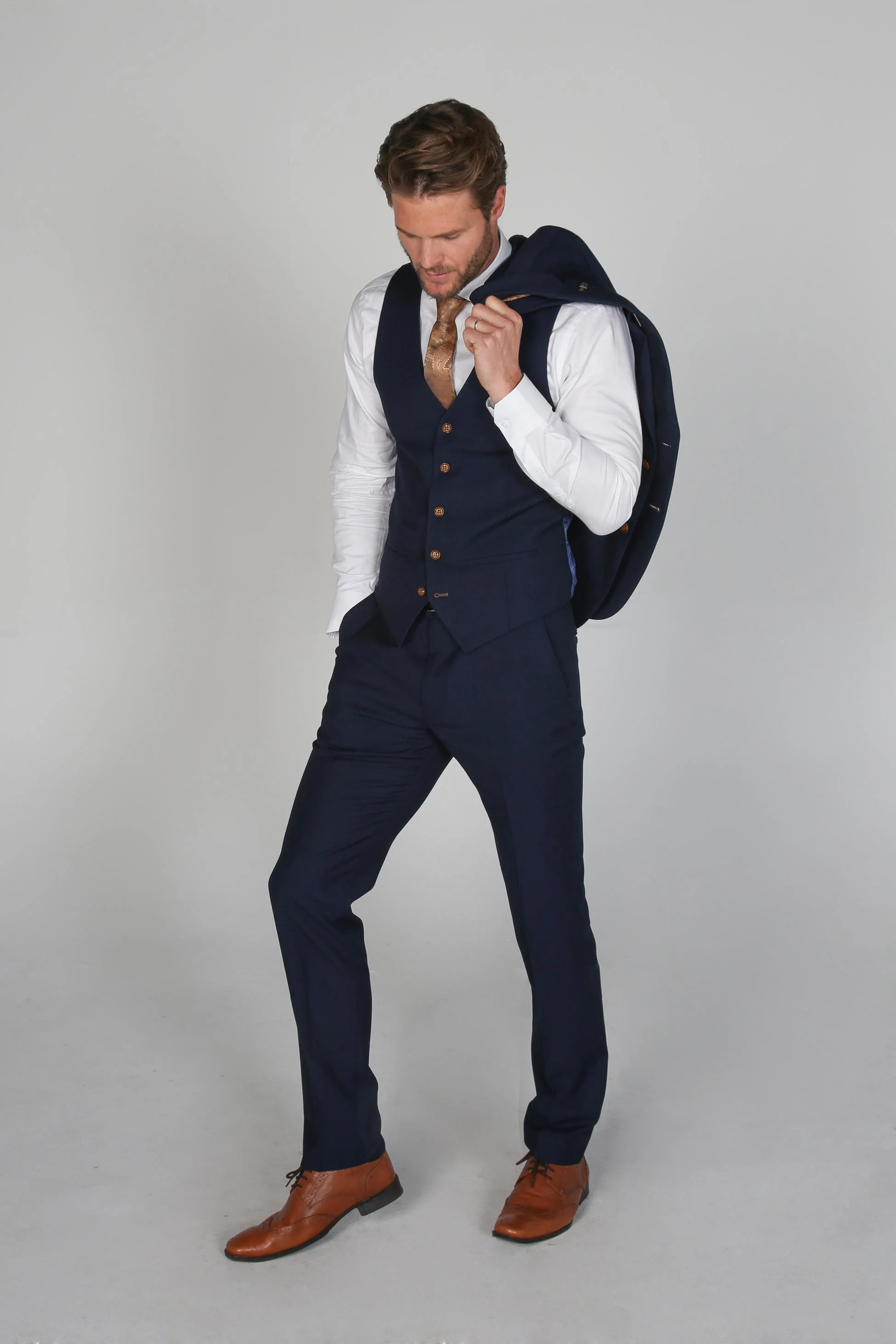 Men's Tailored Fit Trousers - MAYFAIR - Navy Blue - Image 2
