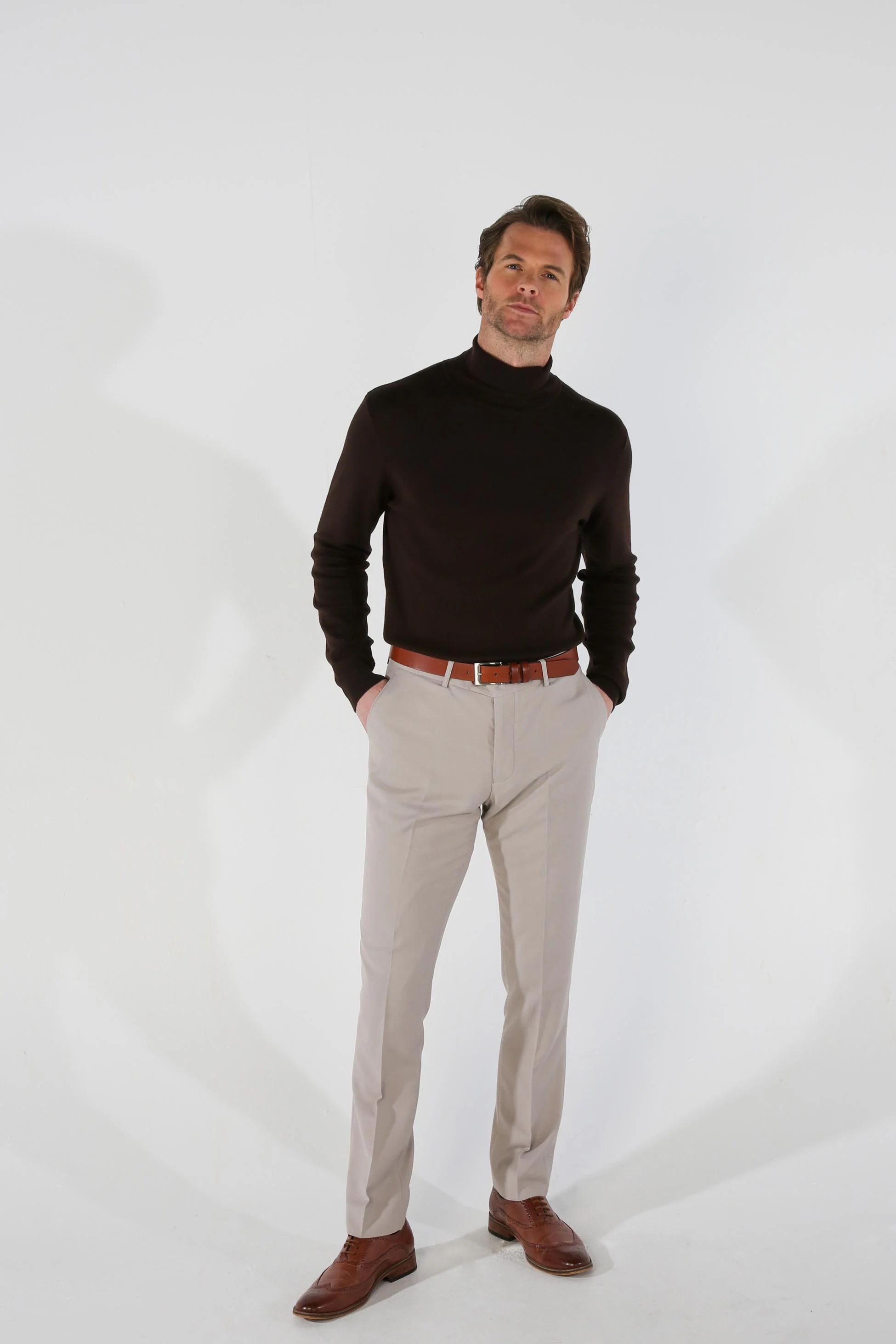 Men's Tailored Fit Trousers - MAYFAIR - Stone - Image 2