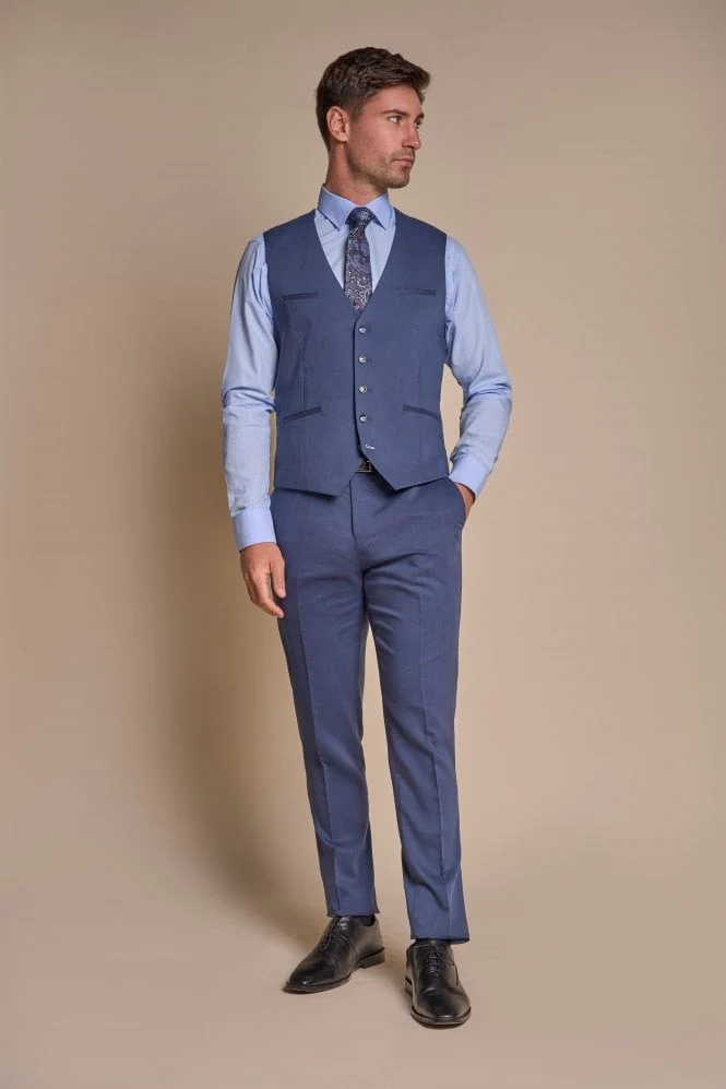 Men's Slim Fit Blue Formal Waitcoat - SPECTER - Image 2