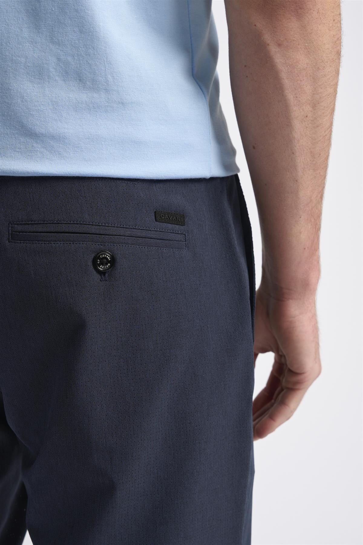 Men's Cotton Summer Essential Textured Short – DENVER - Navy - Image 4