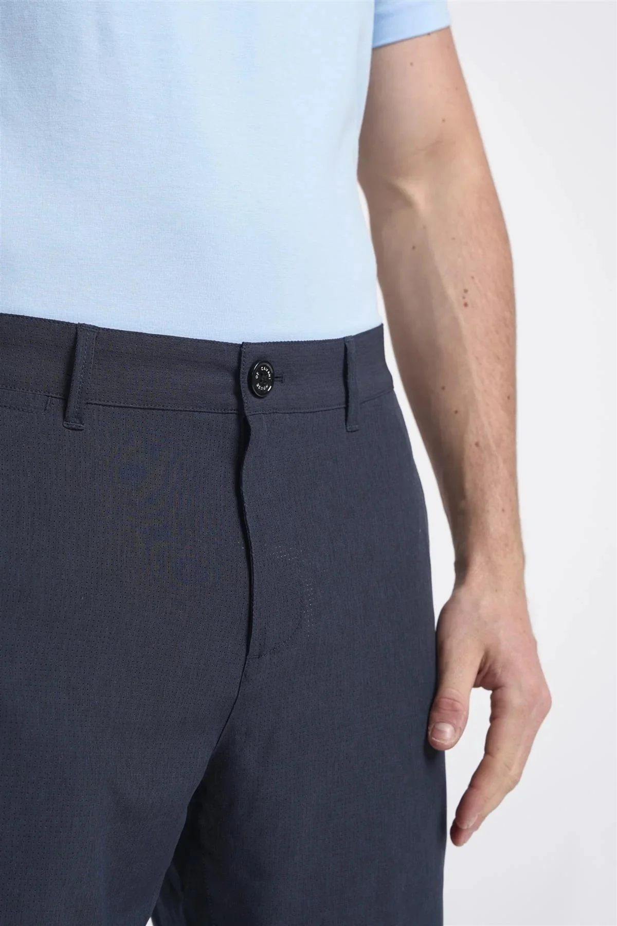 Men's Cotton Summer Essential Textured Short – DENVER - Navy - Image 5