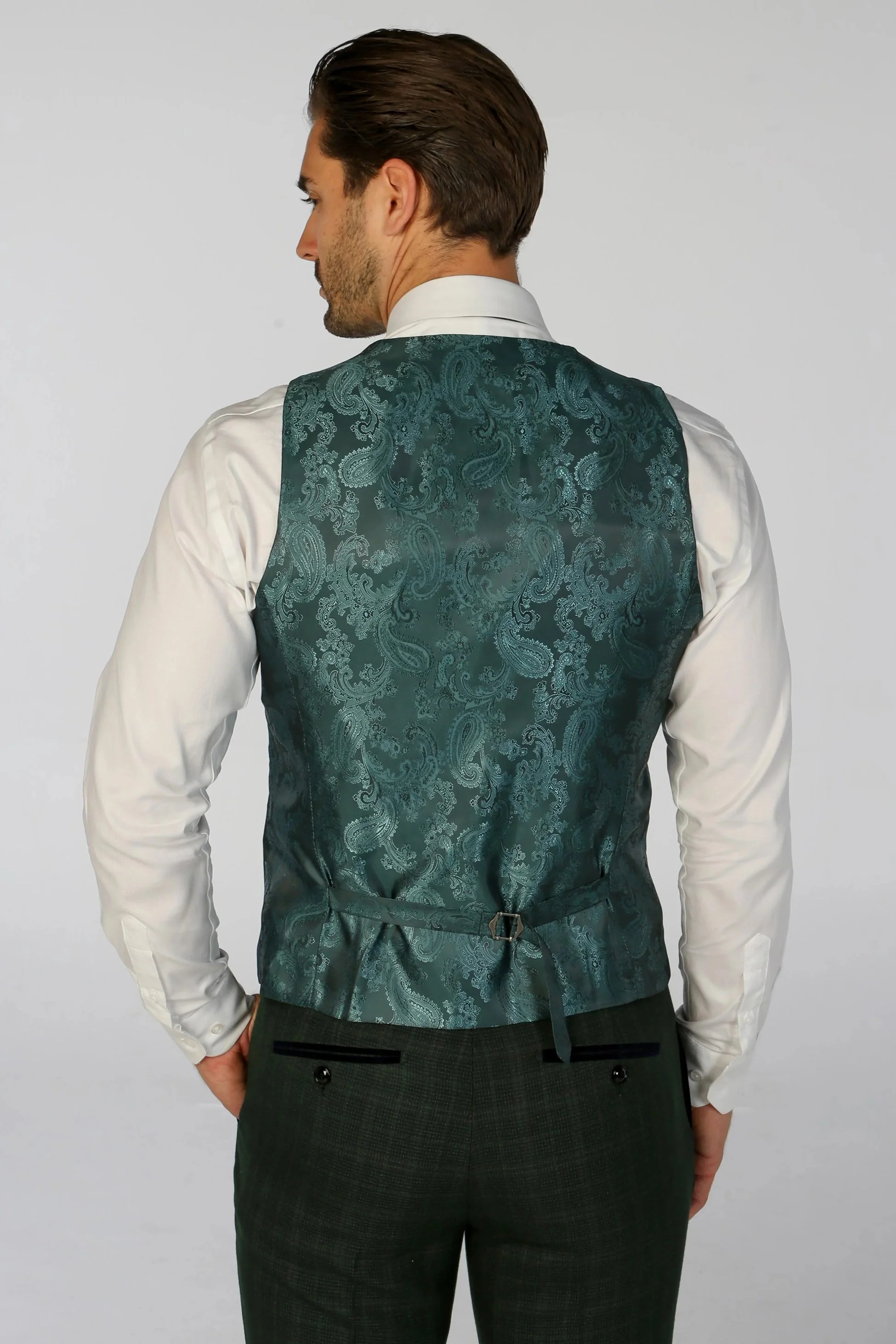 Men’s Tailored Fit Check Suit – LEO - Green - Image 7