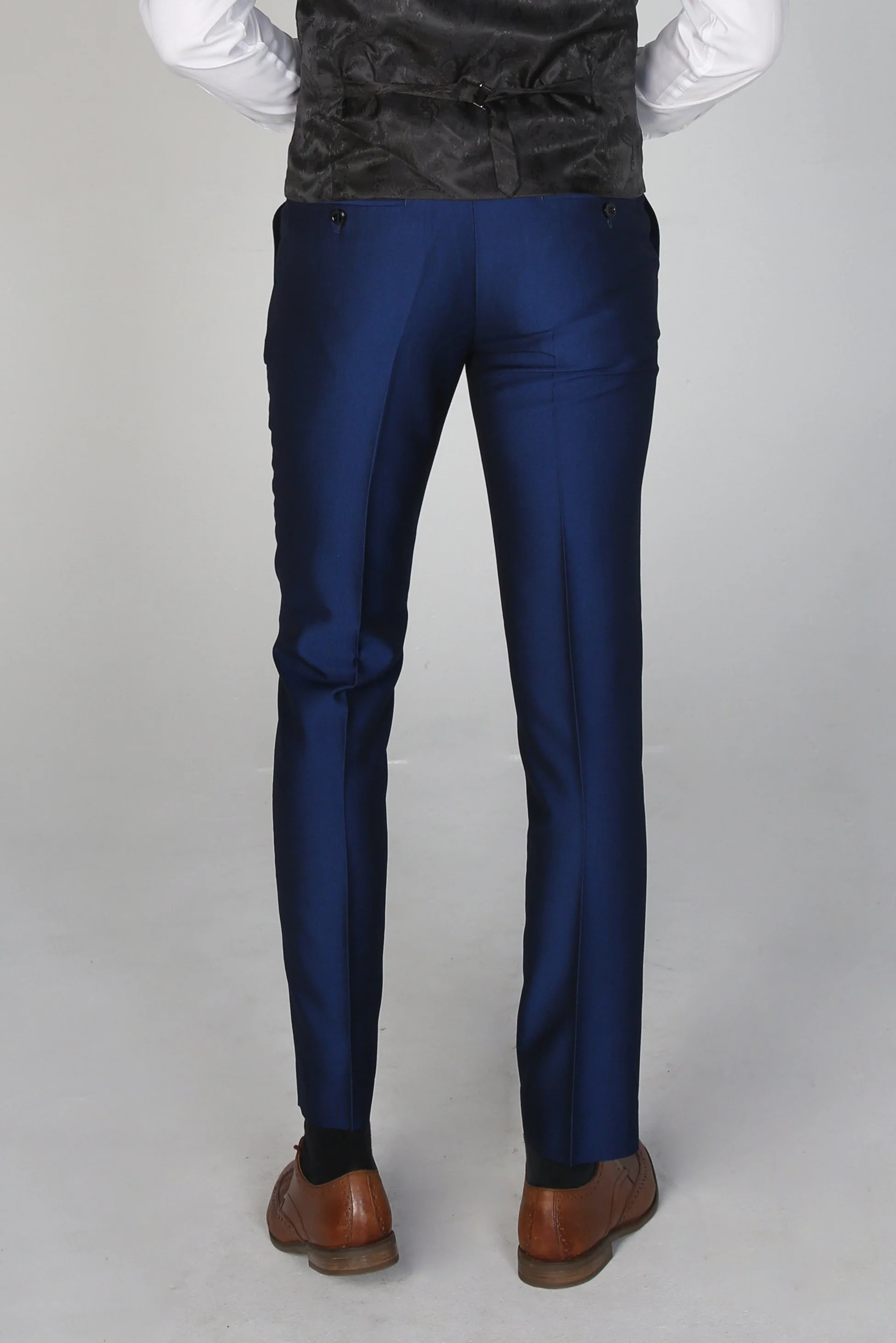 Men's Sheen Effect Formal Trousers - KINGSLEY - Navy Blue - Image 2