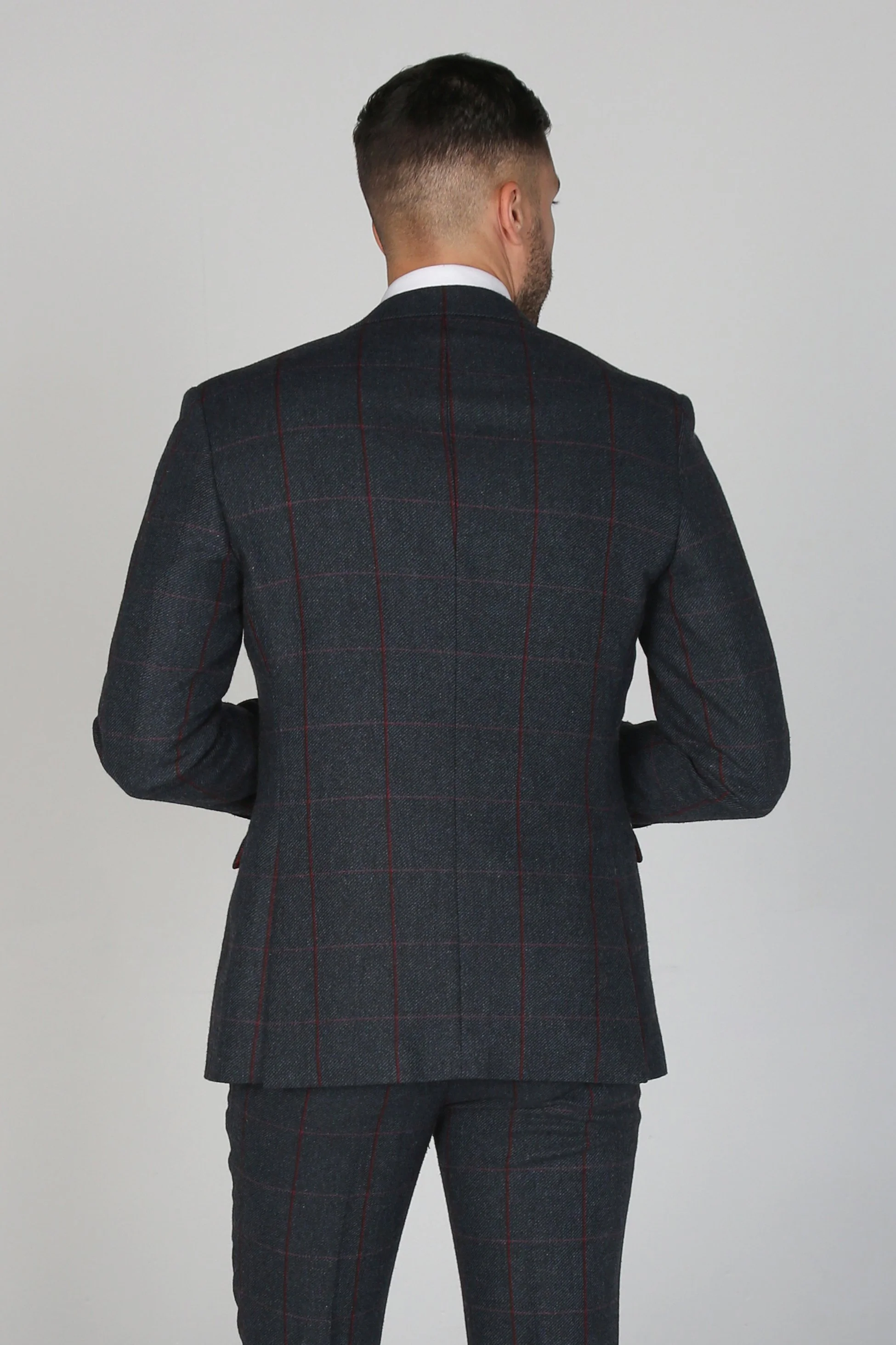 Men’s Herringbone Retro Navy Suit Jacket - Madrid - Navy Blue - Image 2