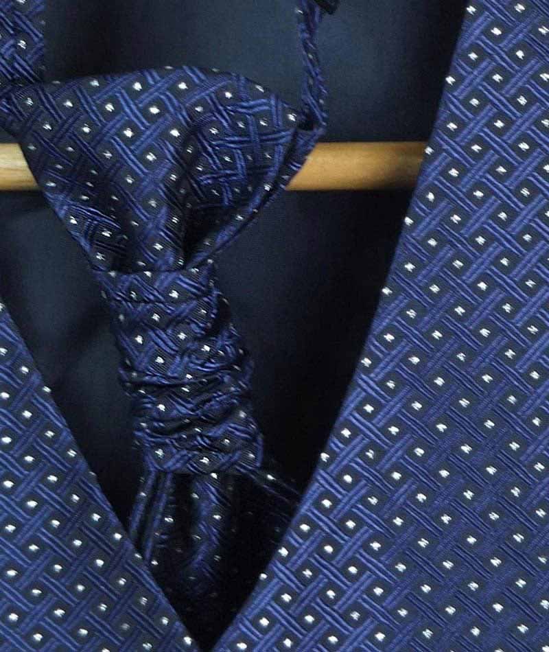 Men's Waistcoat Cravat Hanky Set - Navy Blue - Image 3