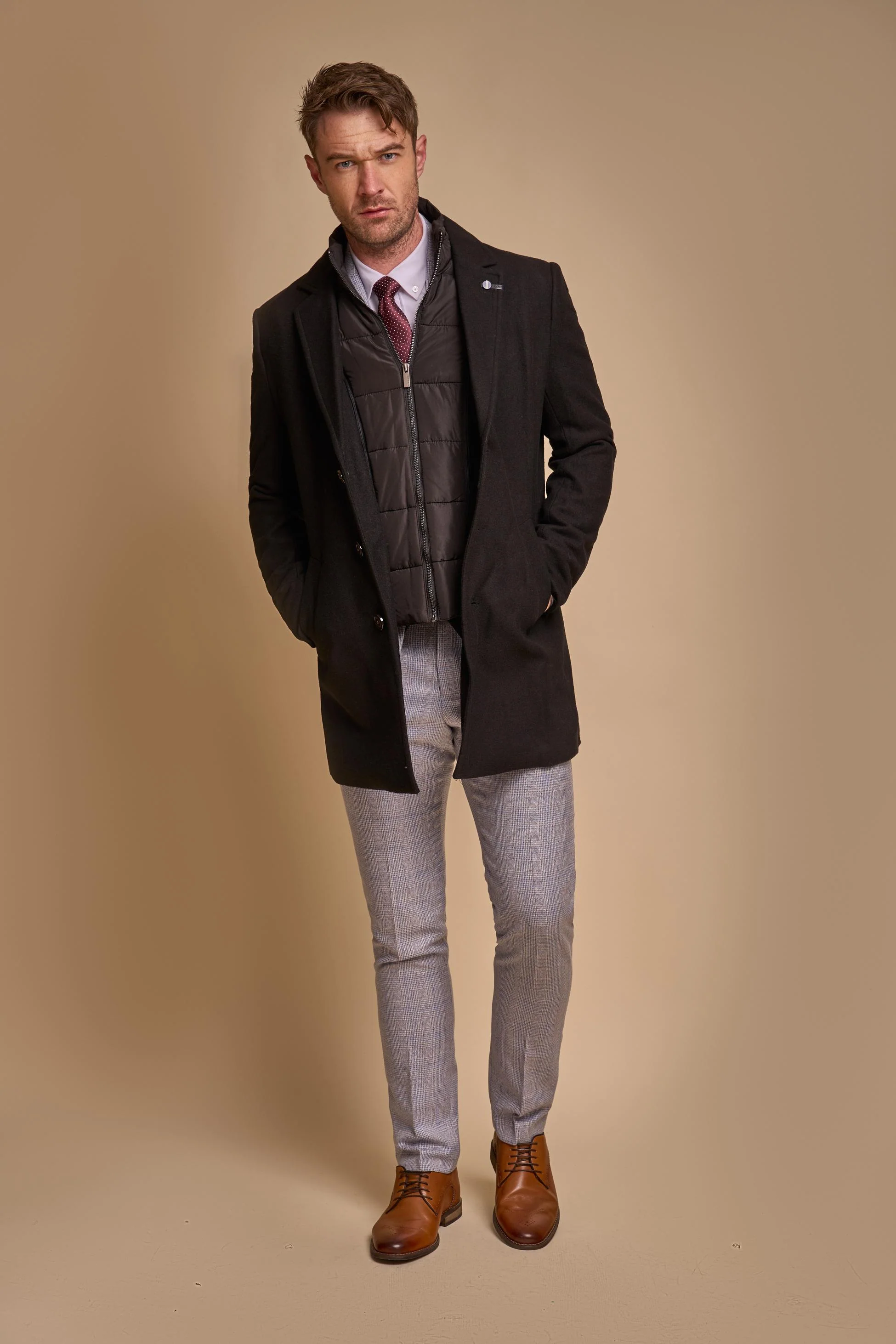 Men's Slim Fit Wool Blend Coat - SANFORD - Black - Image 2
