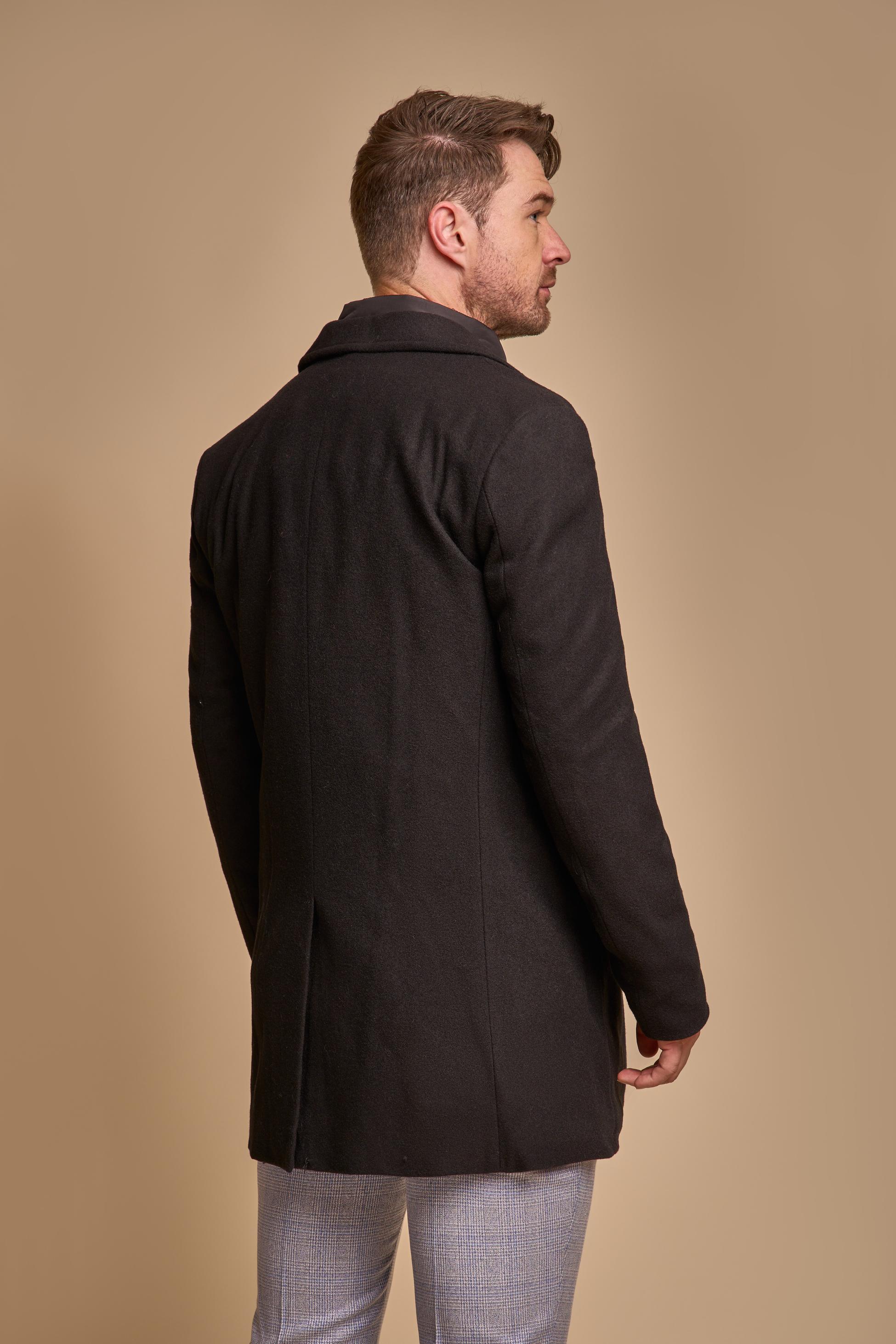 Men's Slim Fit Wool Blend Coat - SANFORD - Black - Image 3