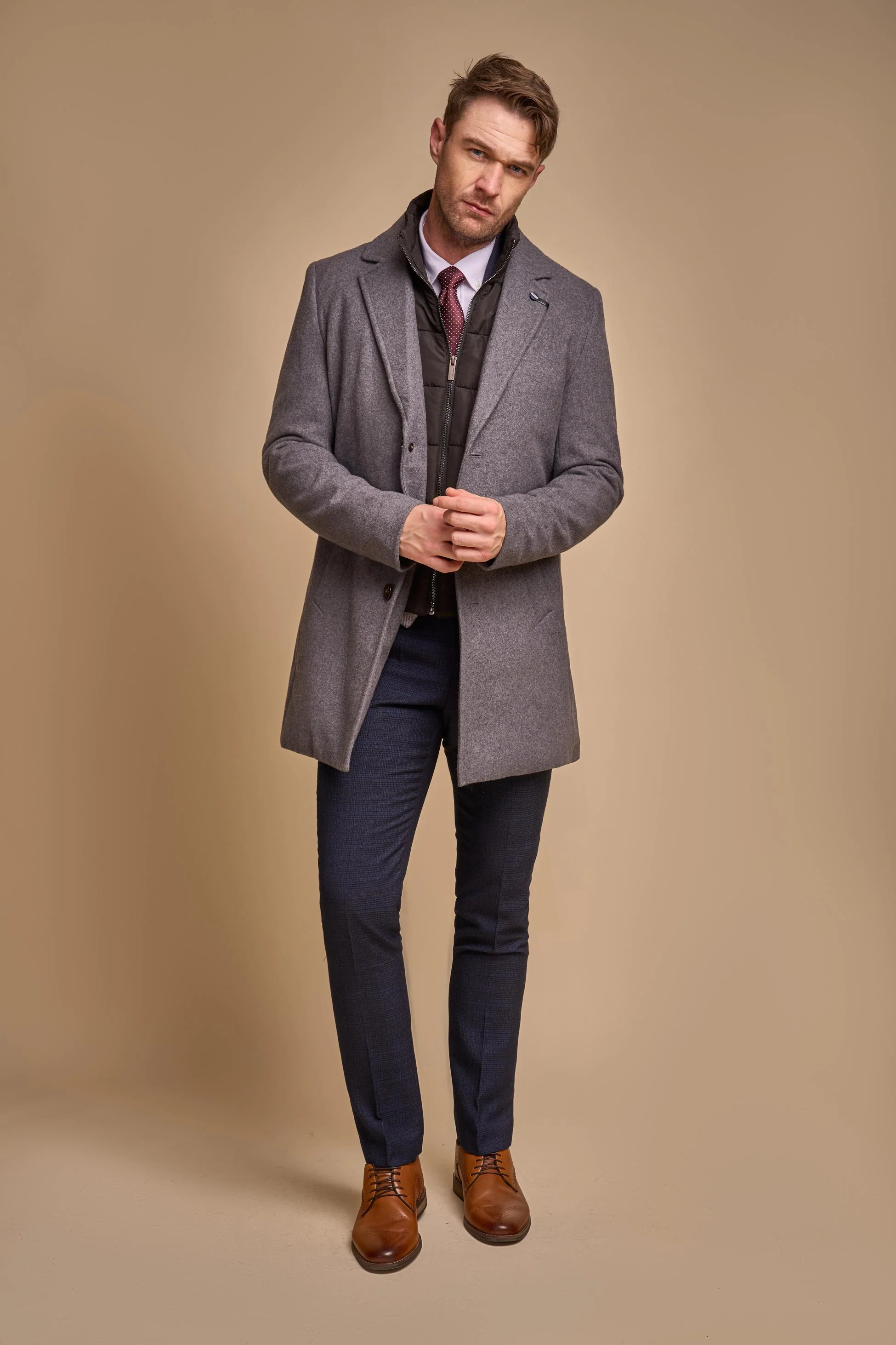 Men's Slim Fit Wool Blend Coat - SANFORD - Slate - Image 2