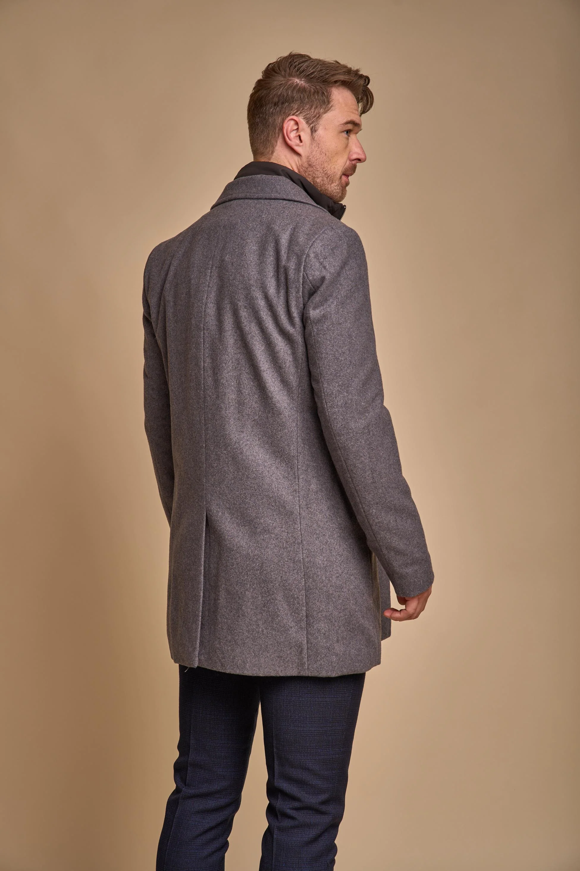 Men's Slim Fit Wool Blend Coat - SANFORD - Slate - Image 3