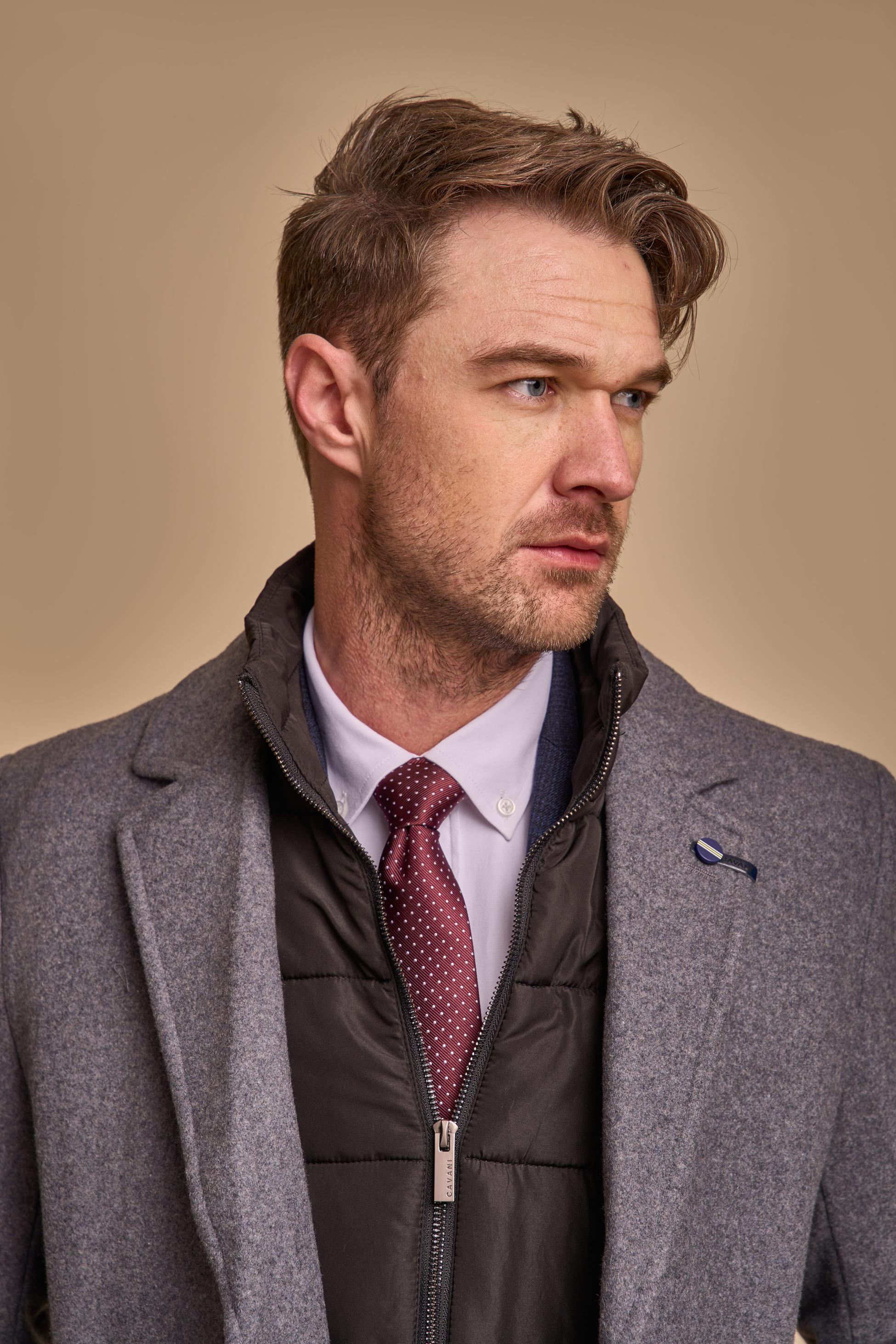 Men's Slim Fit Wool Blend Coat - SANFORD - Slate - Image 4