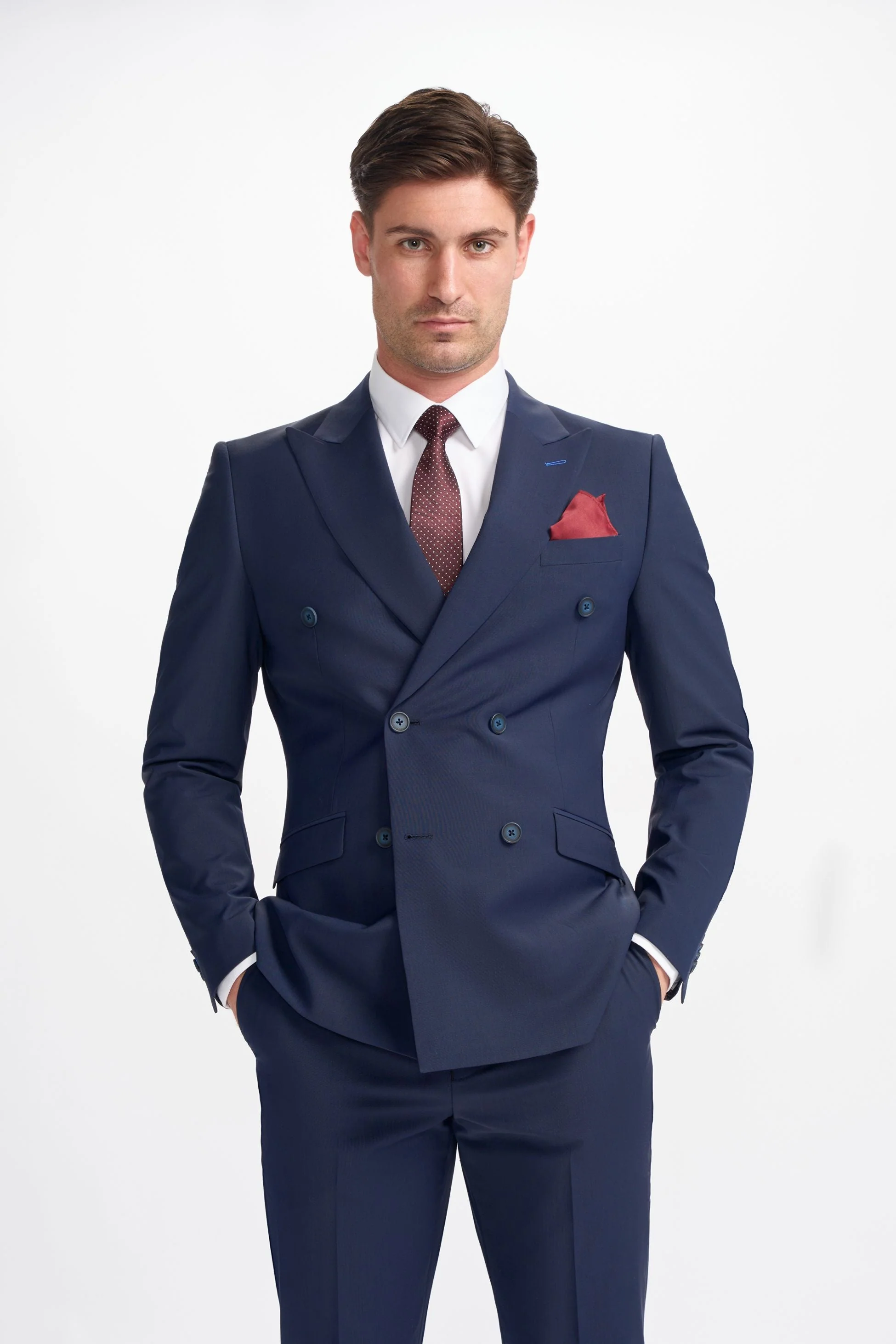 Men’s Wool Blend Double-breasted Suit – BOND D/B - Navy Blue