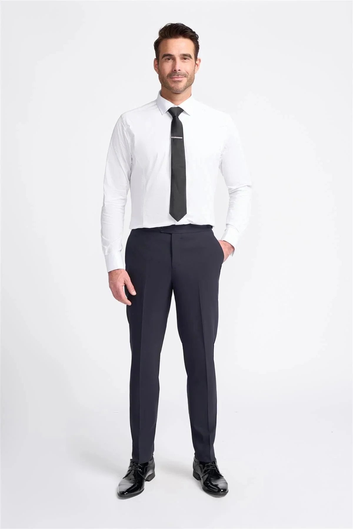 Men’s Wool Blend Formal Trousers – ASPEN W/T - Navy Blue - Image 2