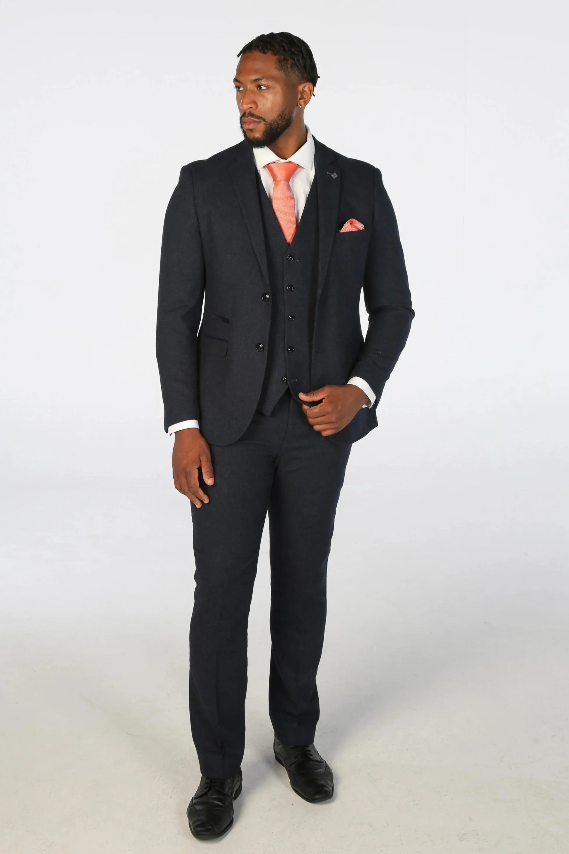 Men’s Tweed Wool Suit - OSCAR - Navy - Image 2