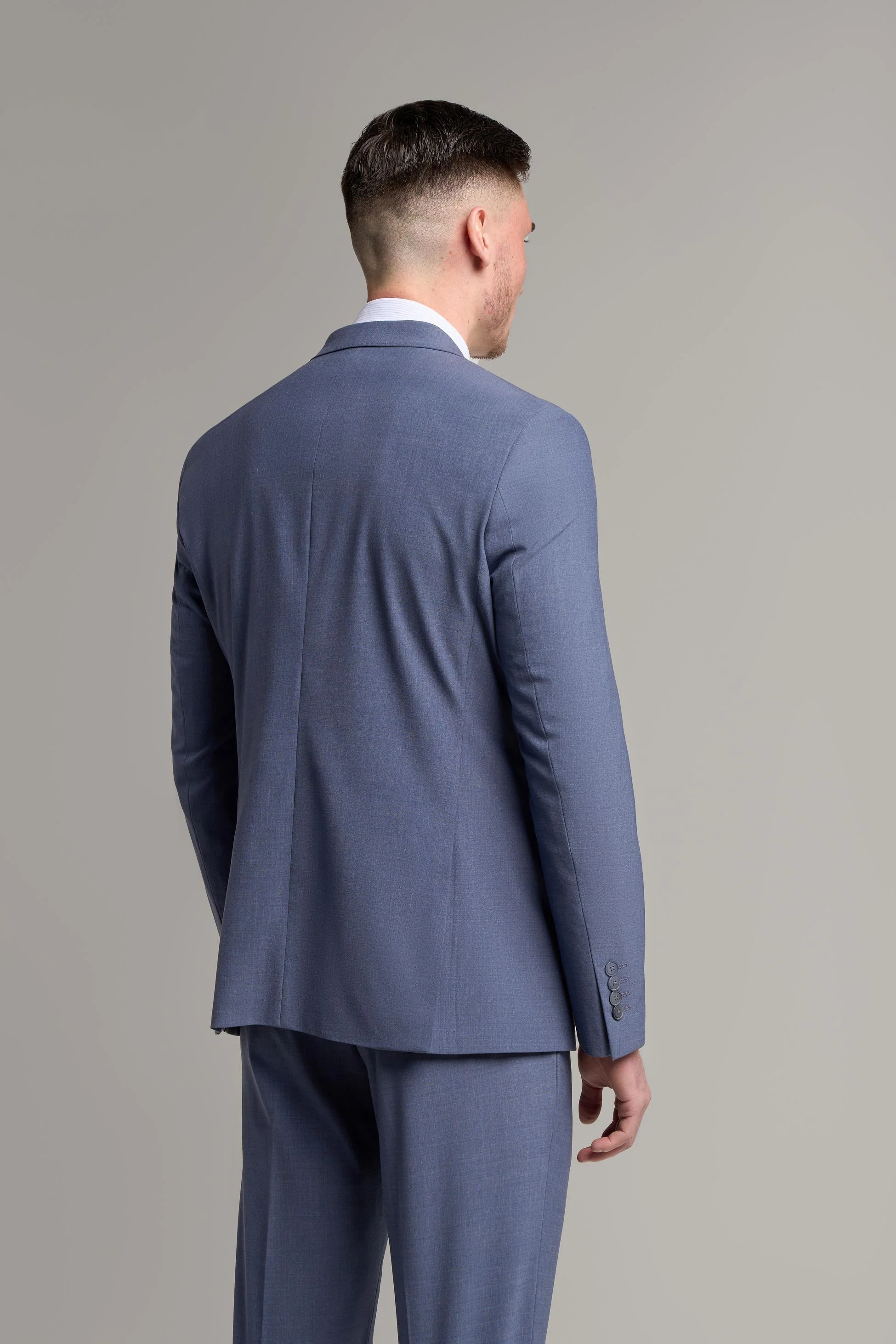Men’s Wool Mix Double Breasted Suit Jacket – VICTORIOUS - Dove Purple - Image 3
